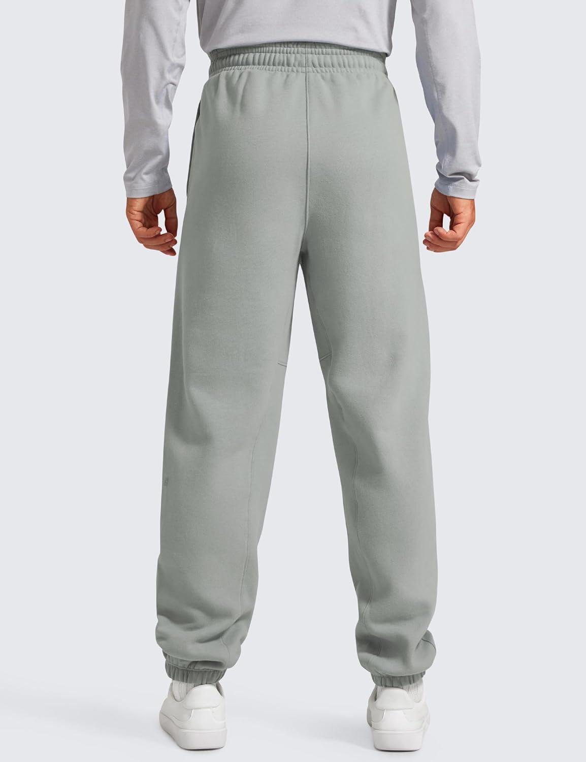 imageCRZ YOGA Cotton Fleece Lined Relaxed Sweatpants for Men 32quot Loose Lounge Casual Bottom Sweat Pants with Zipper PocketSterling