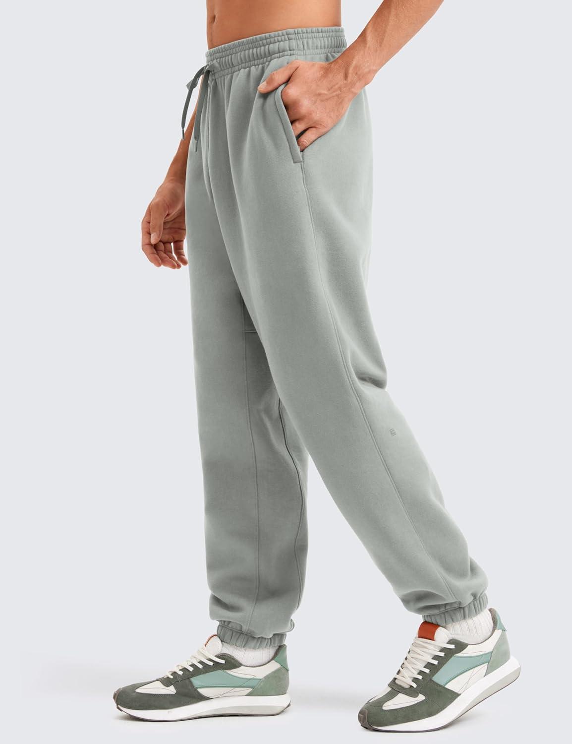 imageCRZ YOGA Cotton Fleece Lined Relaxed Sweatpants for Men 32quot Loose Lounge Casual Bottom Sweat Pants with Zipper PocketSterling