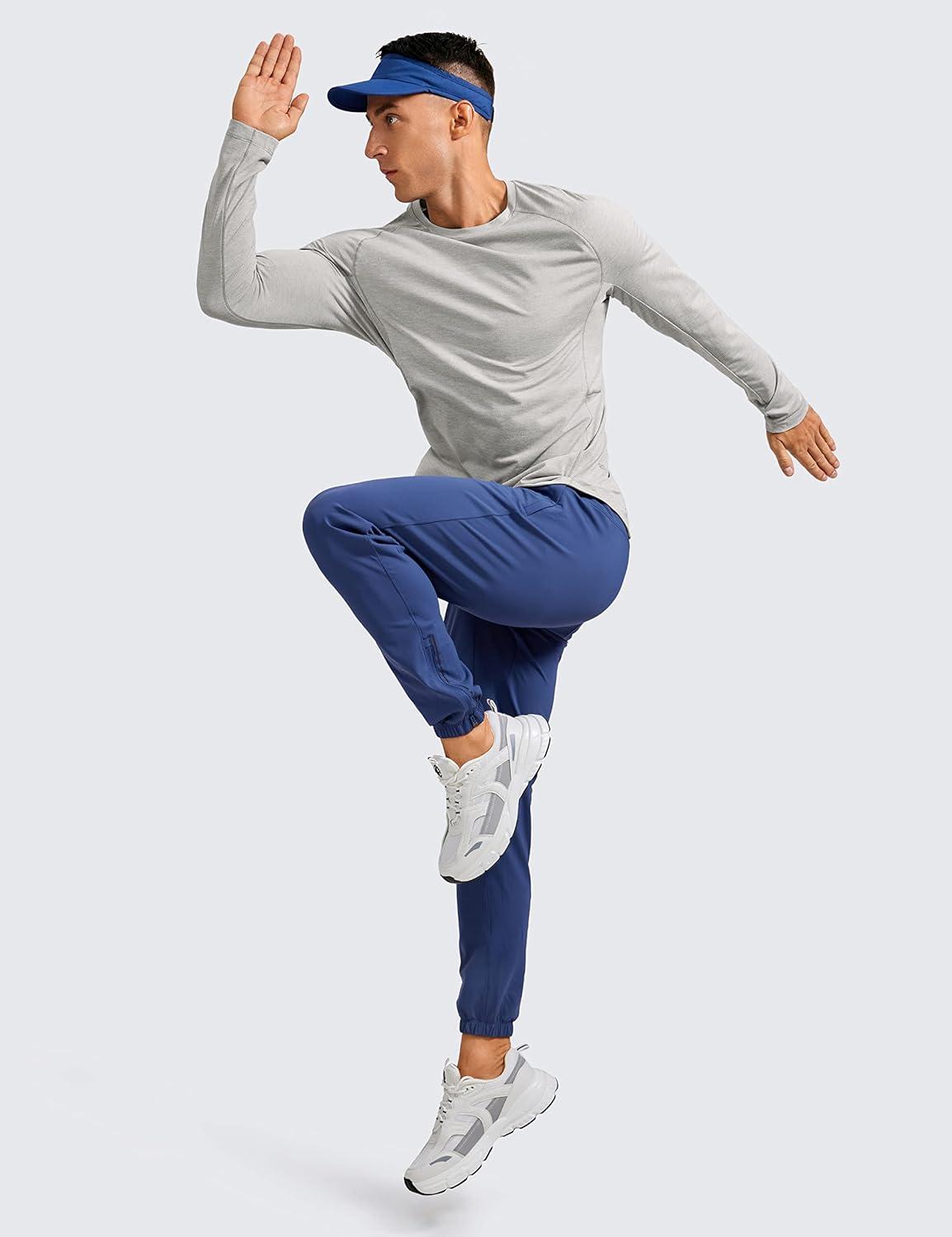 imageCRZ YOGA Crewneck Workout Long Sleeve Shirts for Men Quick Dry Running Athletic TShirts Lightweight Basic TopsLight Gray Heather