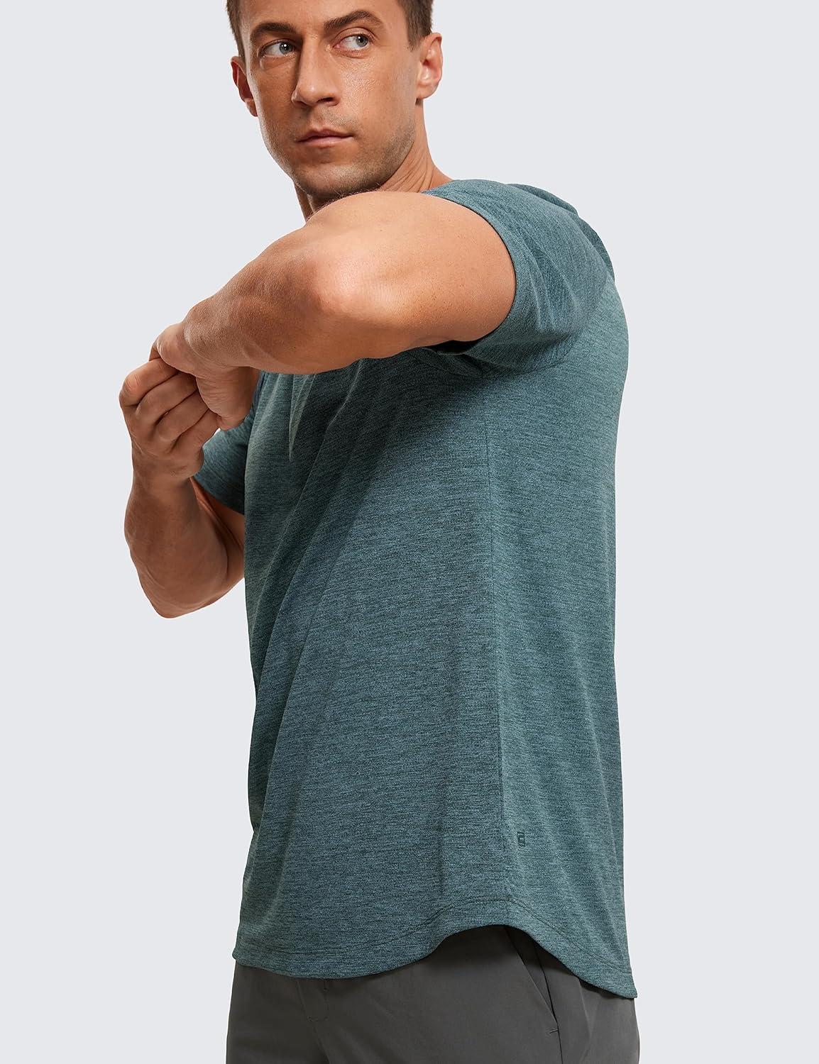 imageCRZ YOGA Crewneck Workout Shirts for Men Quick Dry Running Athletic TShirts Lightweight Basic TopsSmoked Spruce Heather