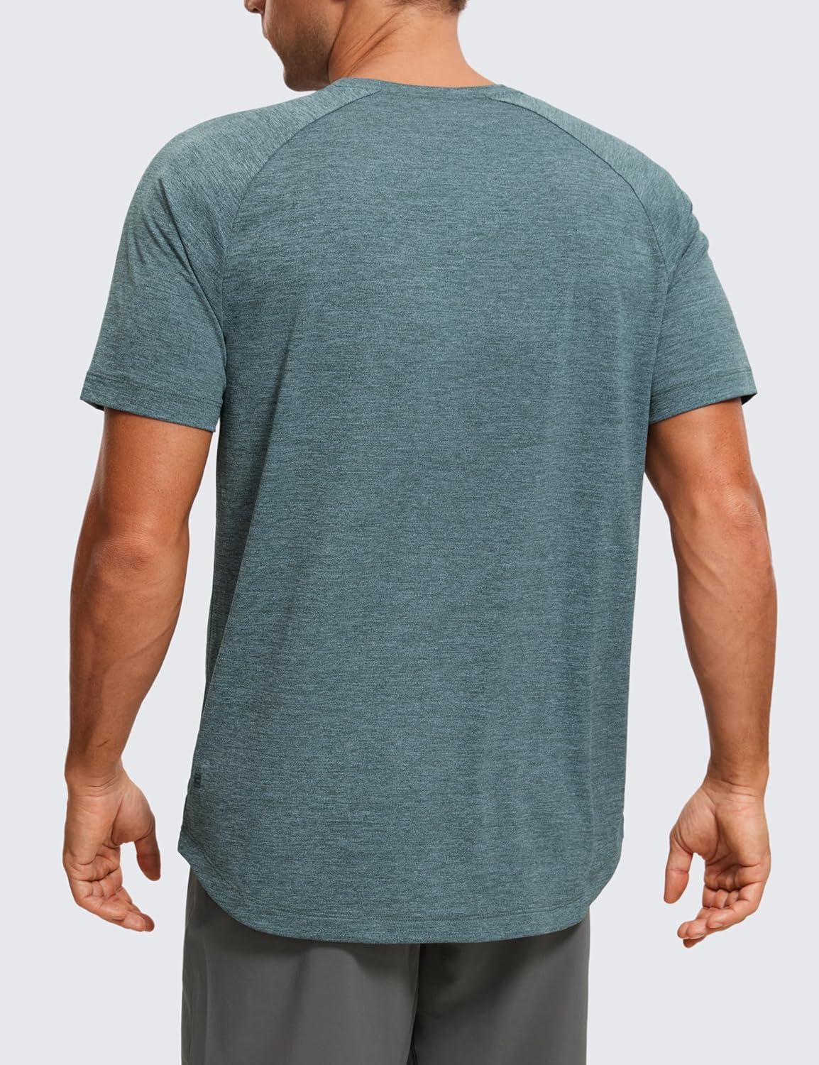 imageCRZ YOGA Crewneck Workout Shirts for Men Quick Dry Running Athletic TShirts Lightweight Basic TopsSmoked Spruce Heather
