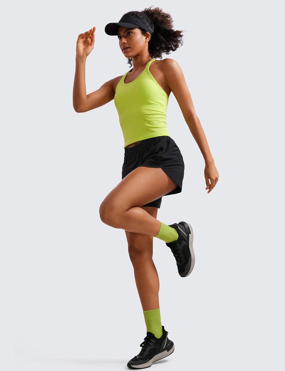 imageCRZ YOGA Dolphin Athletic Shorts for Women 5quot High Waisted Quick Dry for Running Workout Gym Track with Zip PocketBlack