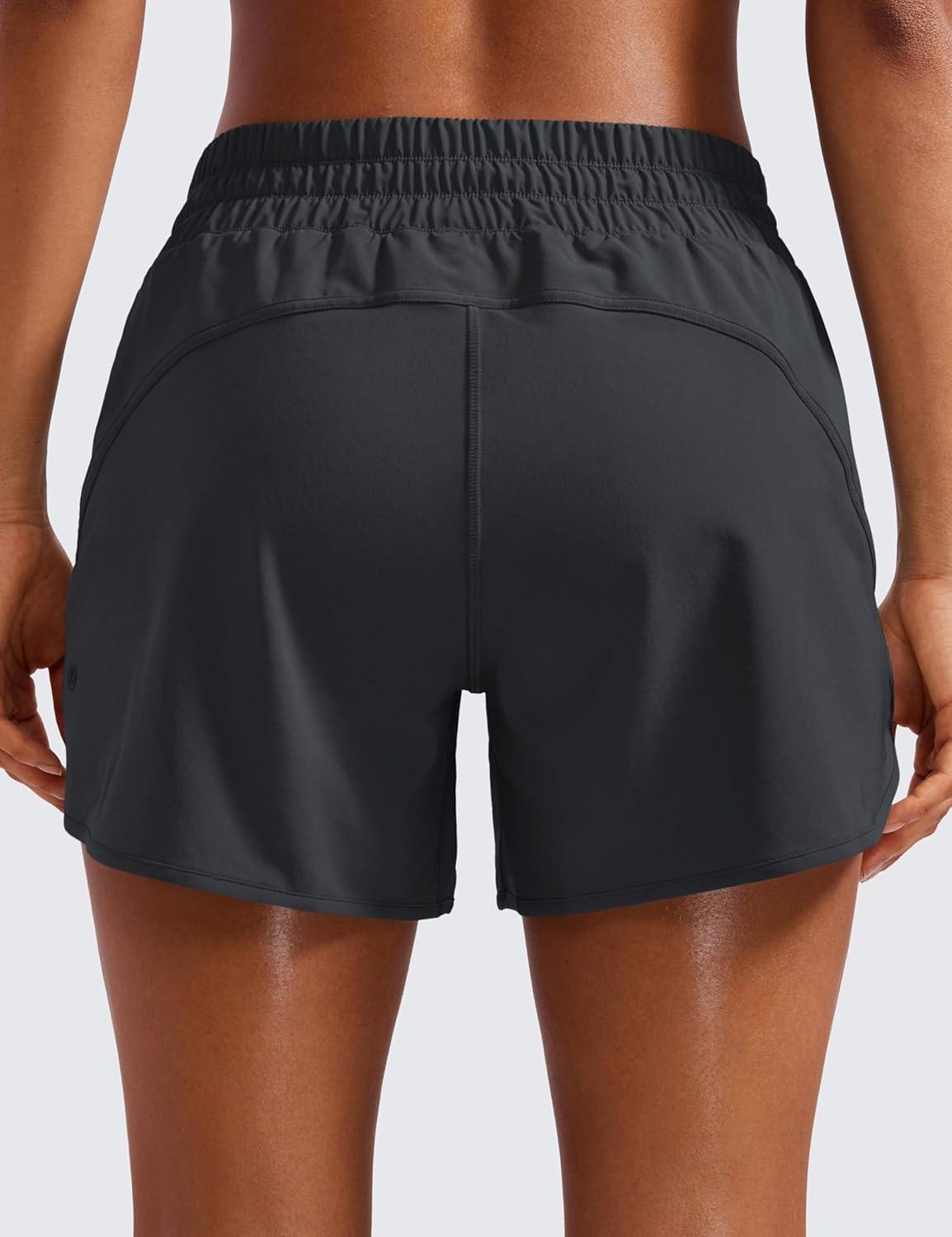 imageCRZ YOGA Dolphin Athletic Shorts for Women 5quot High Waisted Quick Dry for Running Workout Gym Track with Zip PocketGraphite Grey