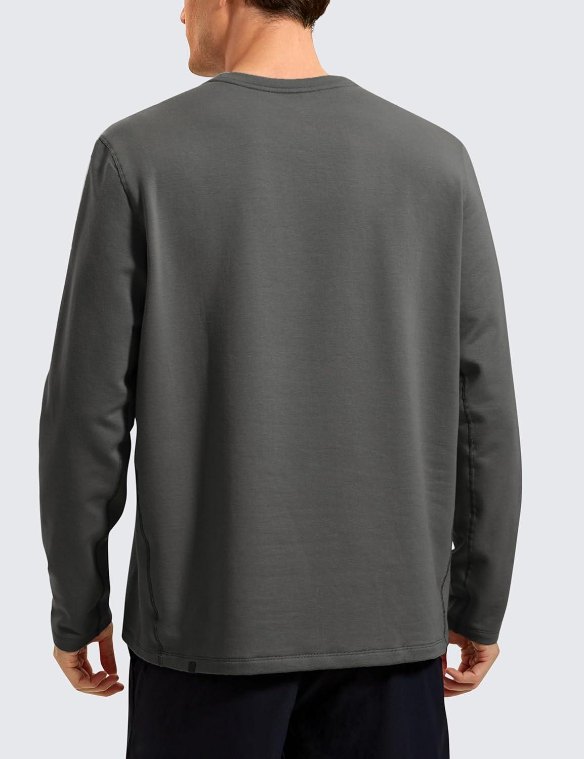 imageCRZ YOGA Fleece Crewneck Sweatshirt for Men Long Sleeve Breathable Workout Casual Pullover Basic Sweat ShirtsAnthracite