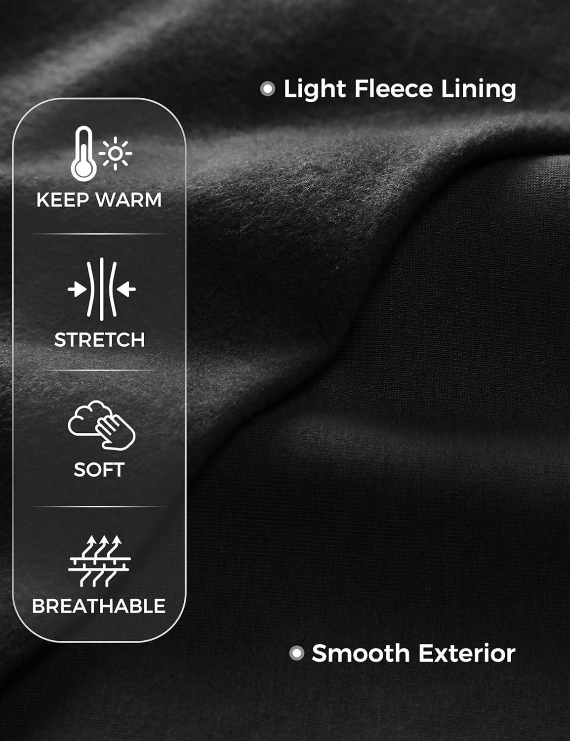 imageCRZ YOGA Fleece Crewneck Sweatshirt for Men Long Sleeve Breathable Workout Casual Pullover Basic Sweat ShirtsBlack