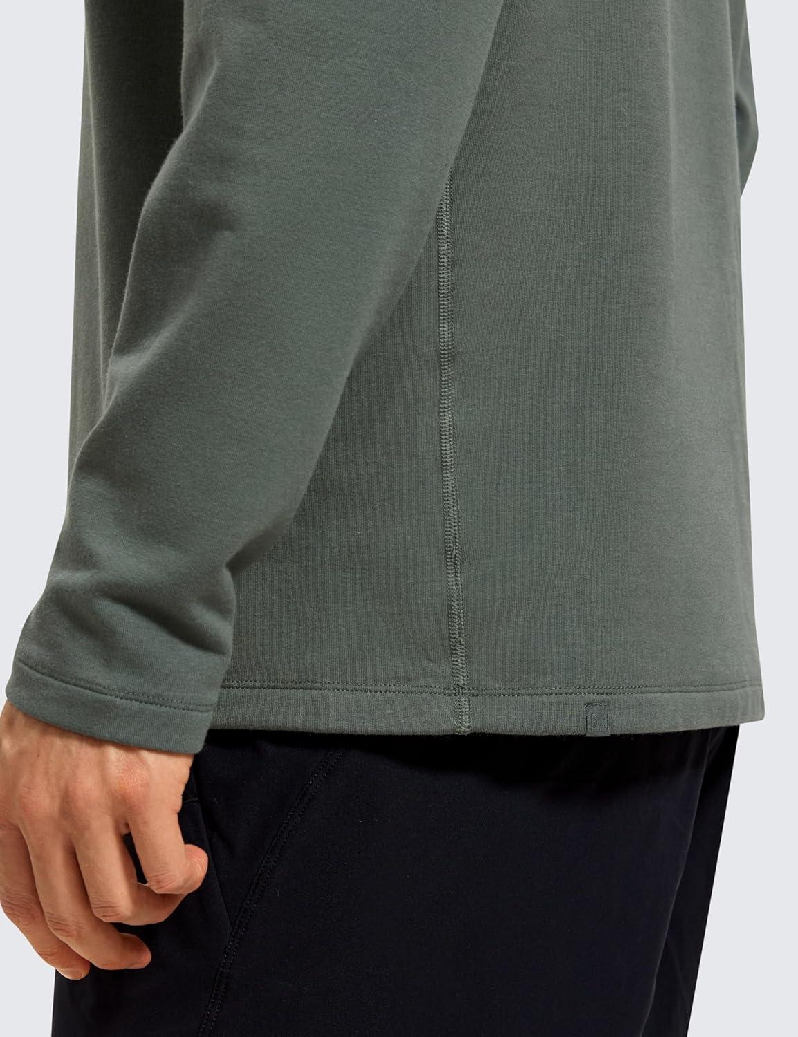 imageCRZ YOGA Fleece Crewneck Sweatshirt for Men Long Sleeve Breathable Workout Casual Pullover Basic Sweat ShirtsGrey Sage