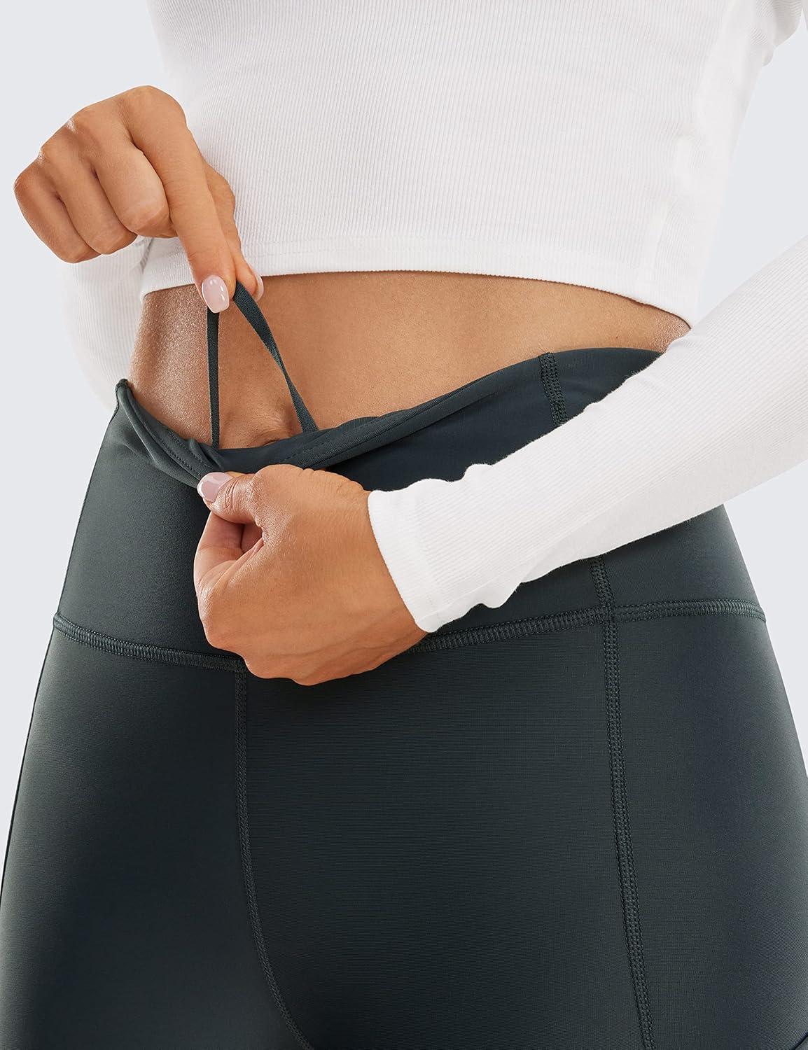 imageCRZ YOGA Fleece Lined Leggings Pockets 28 Thermal Casual Lounge Workout Womens Yoga Full Length Pants Winter WarmMelanite