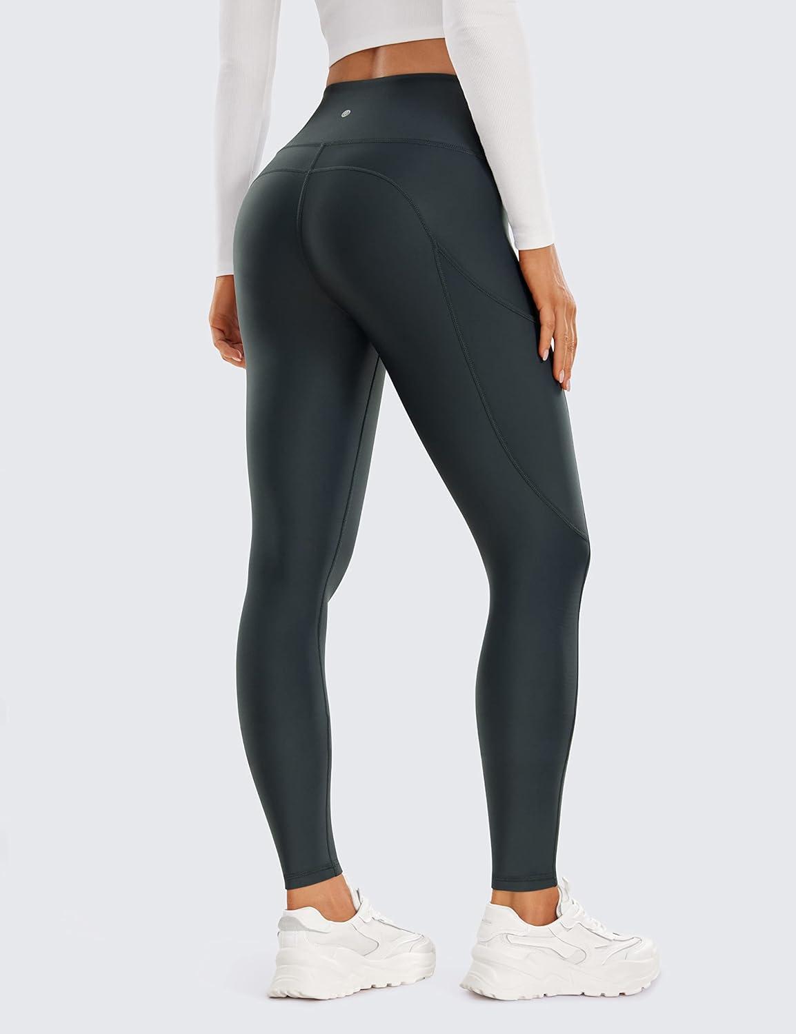 imageCRZ YOGA Fleece Lined Leggings Pockets 28 Thermal Casual Lounge Workout Womens Yoga Full Length Pants Winter WarmMelanite