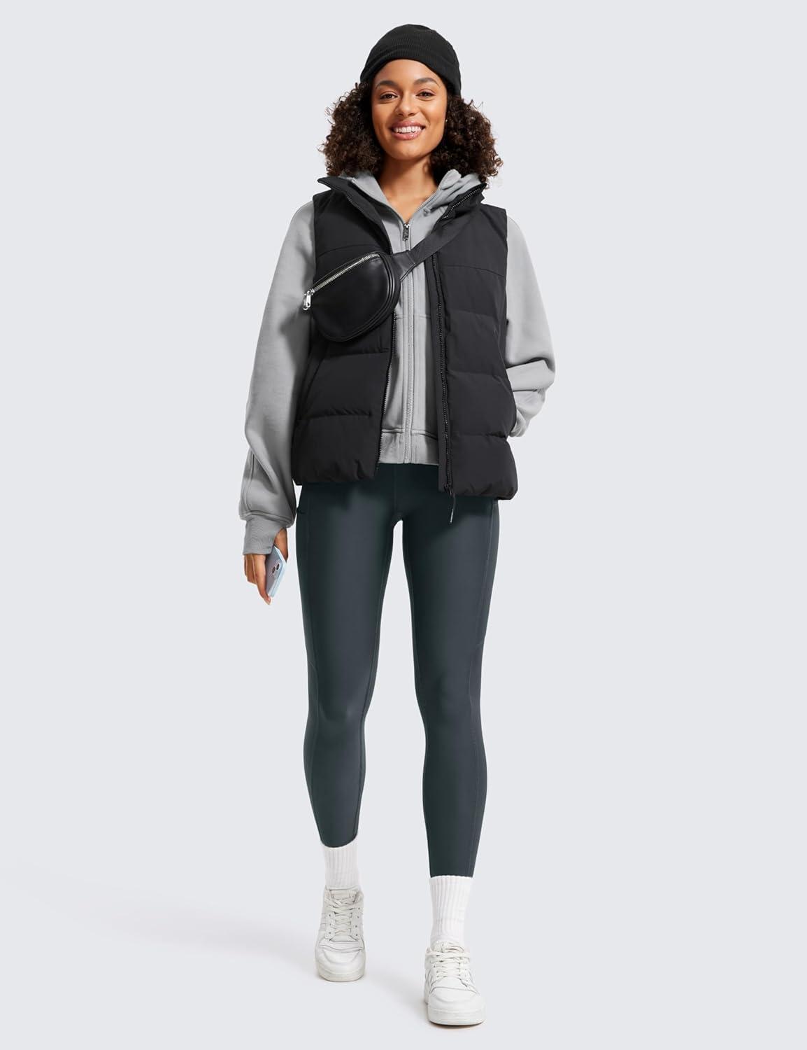 imageCRZ YOGA Fleece Lined Leggings Pockets 28 Thermal Casual Lounge Workout Womens Yoga Full Length Pants Winter WarmMelanite