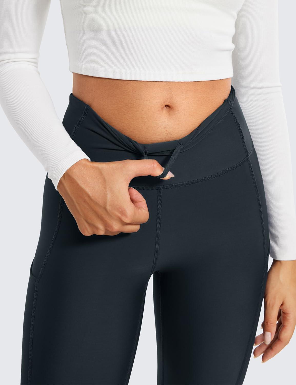 imageCRZ YOGA Fleece Lined Leggings Pockets 28 Thermal Casual Lounge Workout Womens Yoga Full Length Pants Winter WarmTrue Navy