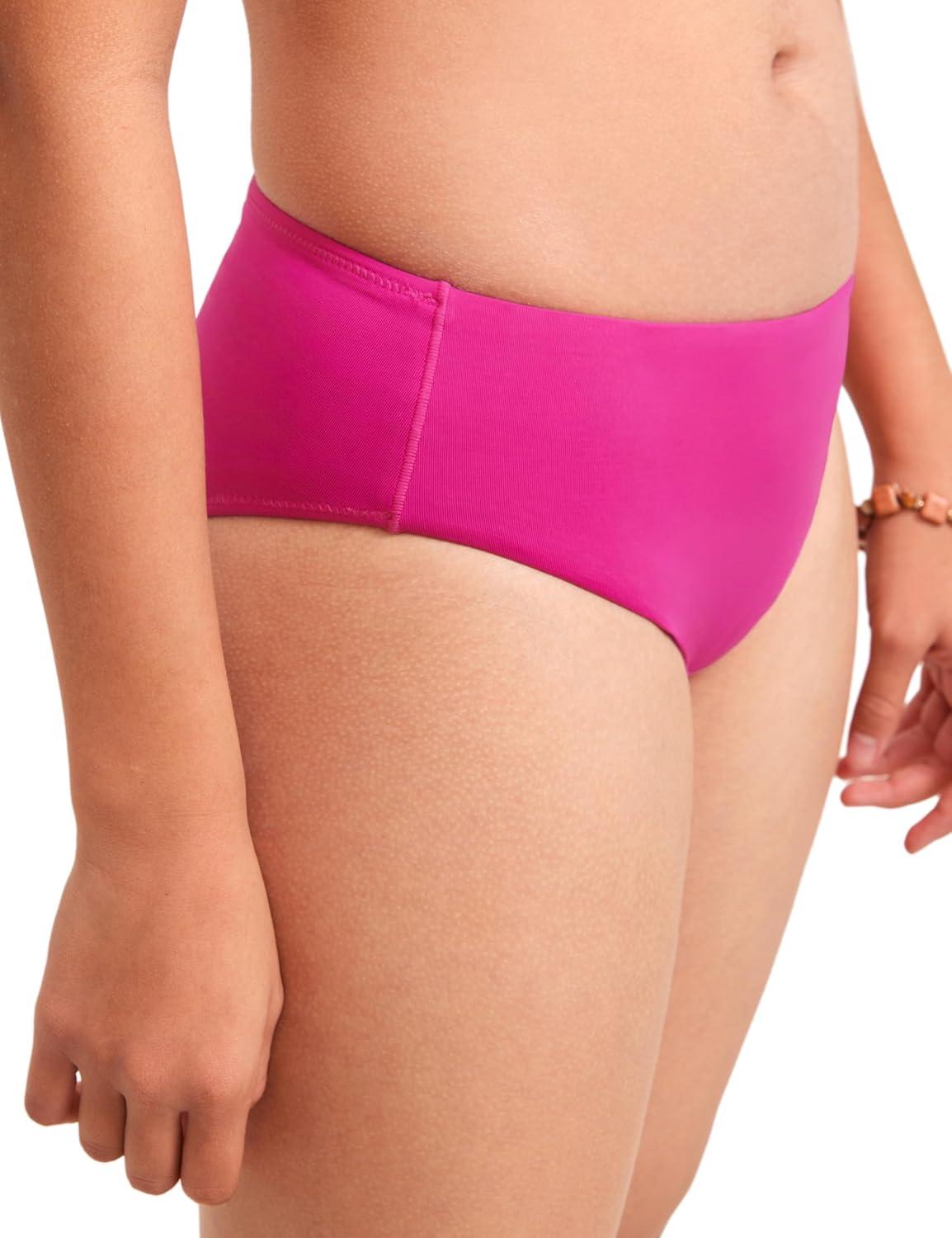 imageCRZ YOGA Girls Bikini Set 2 Piece Swimsuit Beach Sports Bathing Suit Scoop Neck Adjustable Straps Padded Kids TeenHibiscus Purple