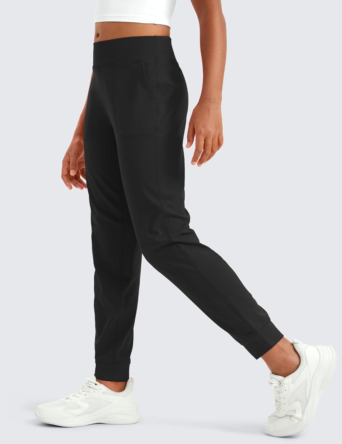 imageCRZ YOGA Girls Butterlift Athletic Joggers Active Running Casual Lounge High Waist Pants with Pockets Kid TeenBlack