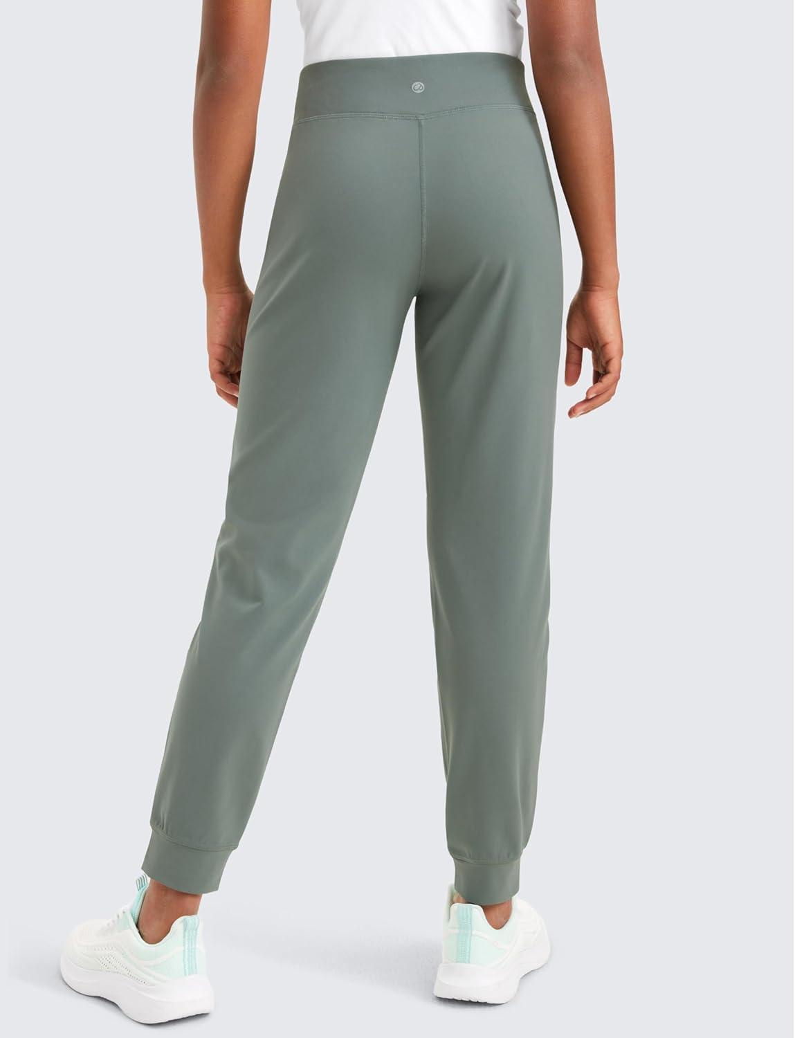 imageCRZ YOGA Girls Butterlift Athletic Joggers Active Running Casual Lounge High Waist Pants with Pockets Kid TeenGrey Sage