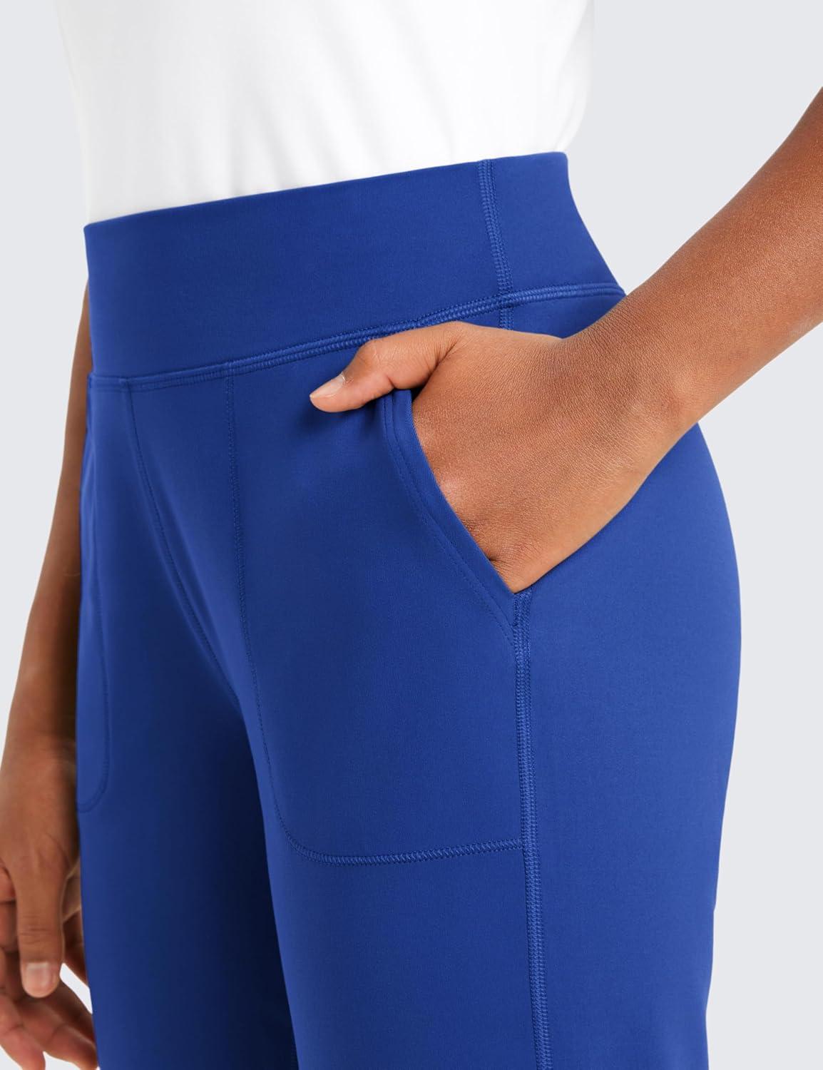 imageCRZ YOGA Girls Butterlift Athletic Joggers Active Running Casual Lounge High Waist Pants with Pockets Kid TeenWaves Blue