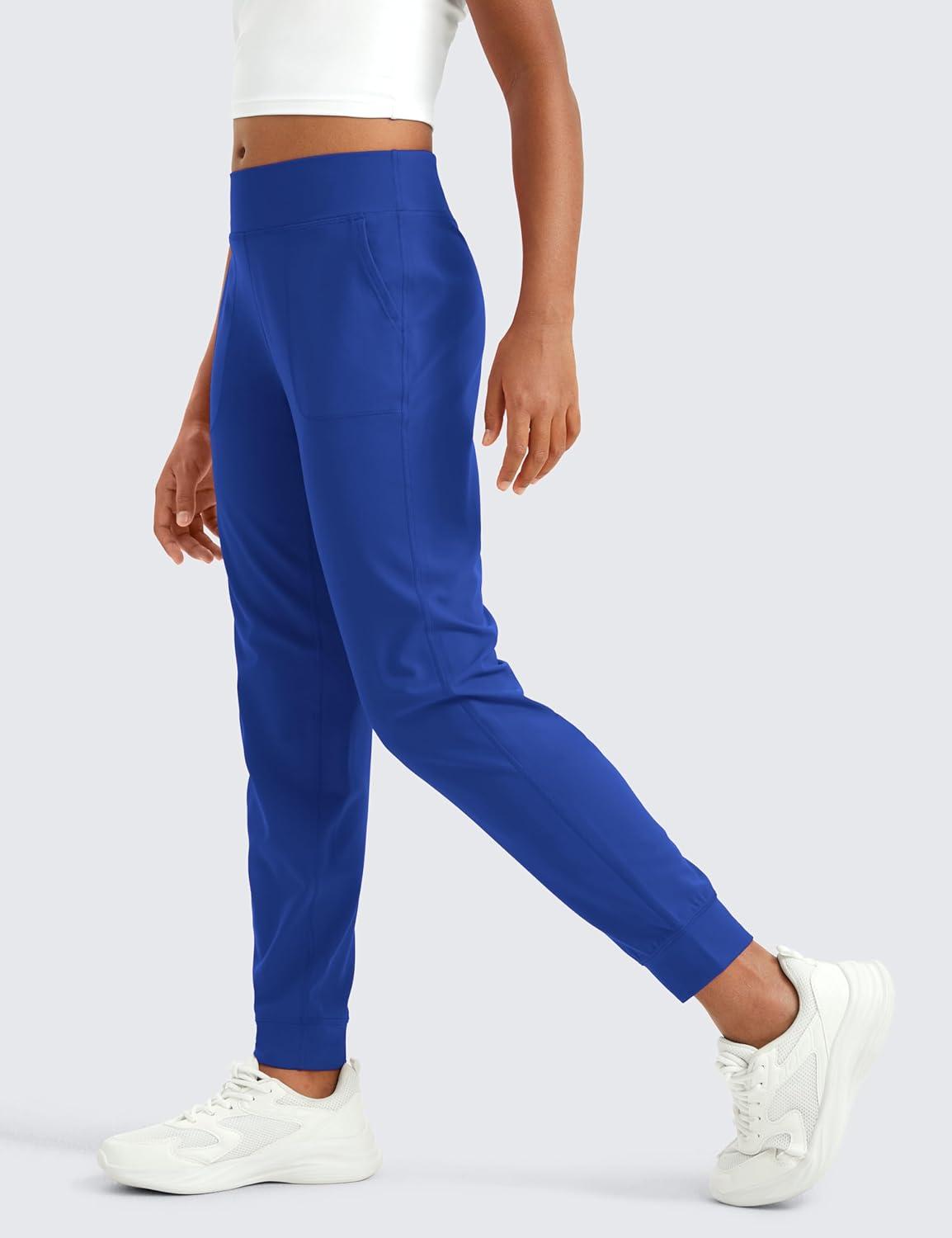imageCRZ YOGA Girls Butterlift Athletic Joggers Active Running Casual Lounge High Waist Pants with Pockets Kid TeenWaves Blue