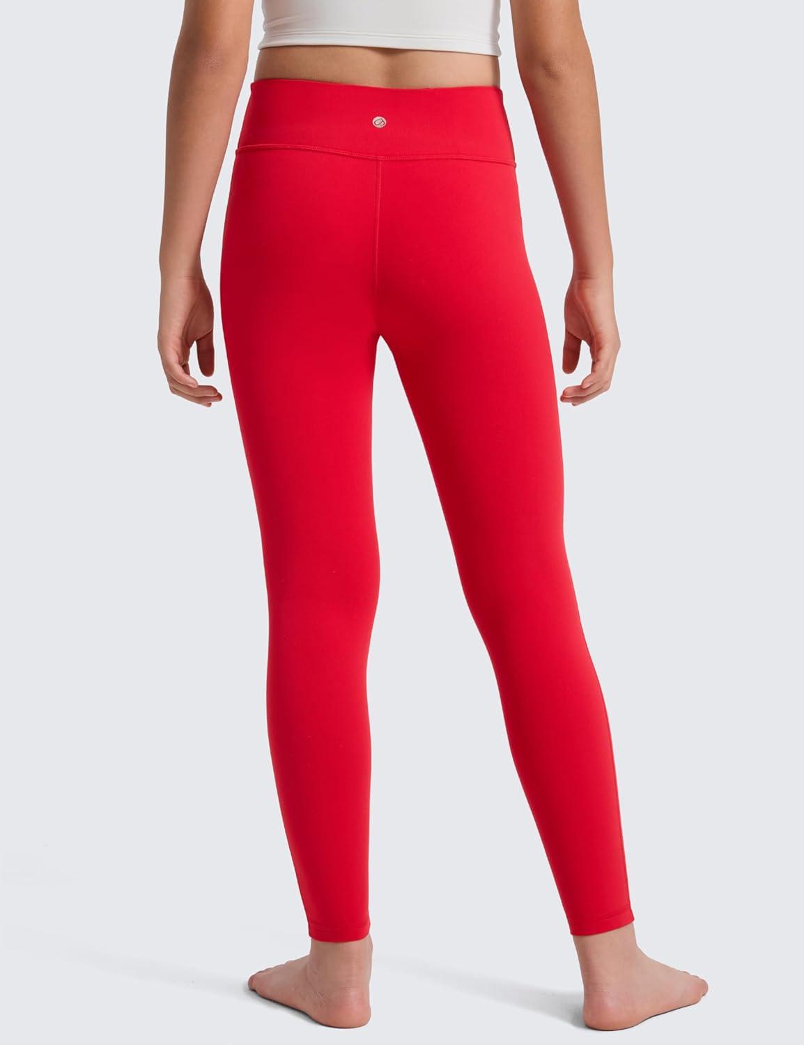 imageCRZ YOGA Girls Butterlift Full Length No Front Seam Yoga Leggings Athletic Sports Casual Pants Tights Kids TeenAurora Red