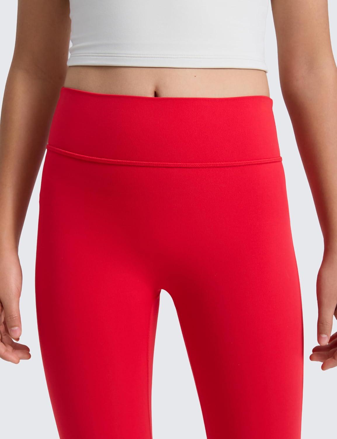 imageCRZ YOGA Girls Butterlift Full Length No Front Seam Yoga Leggings Athletic Sports Casual Pants Tights Kids TeenAurora Red