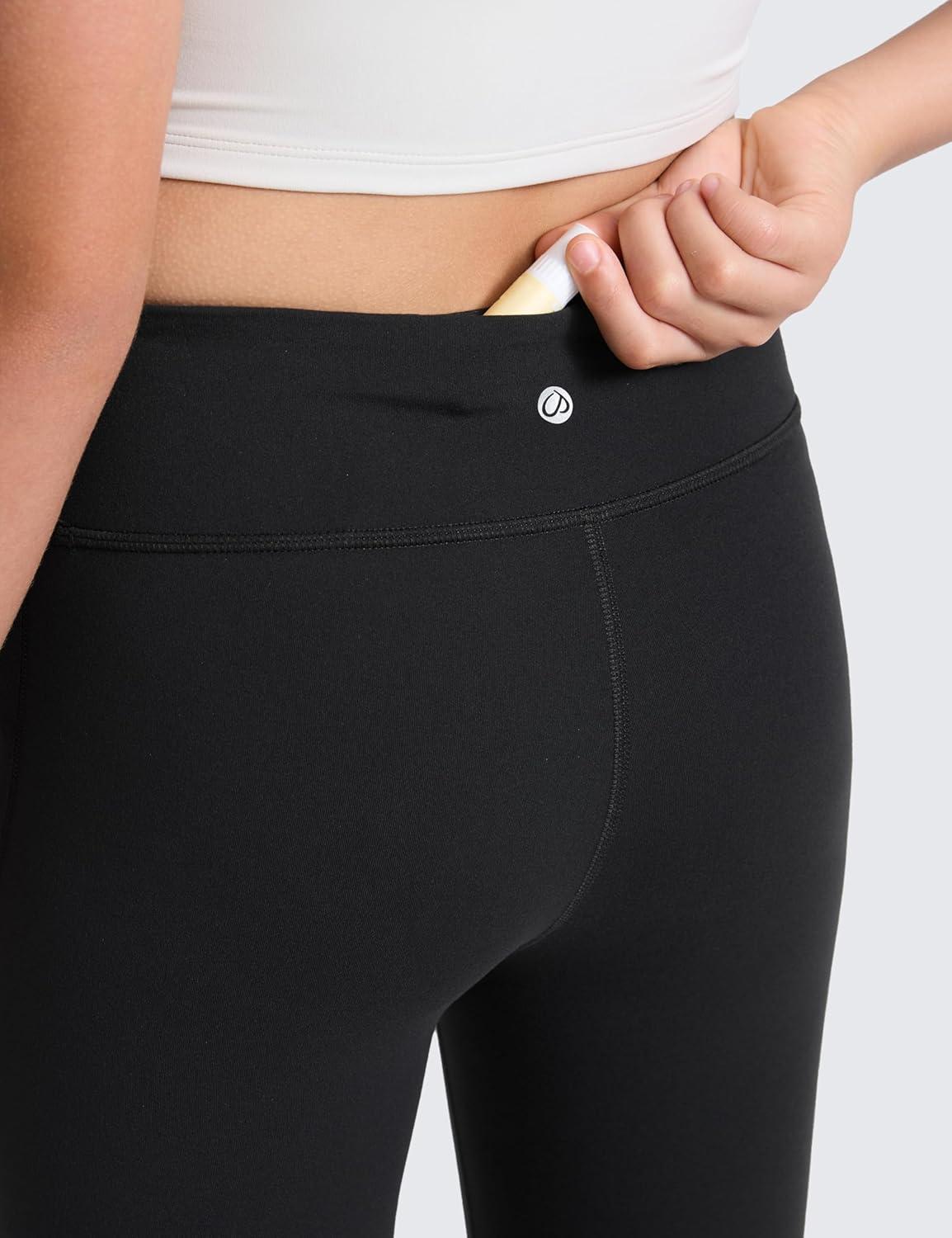 imageCRZ YOGA Girls Butterlift Full Length No Front Seam Yoga Leggings Athletic Sports Casual Pants Tights Kids TeenBlack