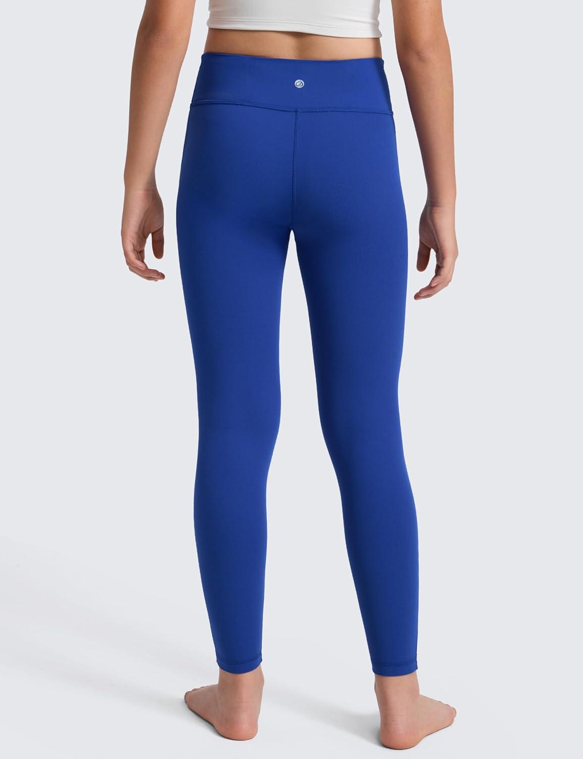imageCRZ YOGA Girls Butterlift Full Length No Front Seam Yoga Leggings Athletic Sports Casual Pants Tights Kids TeenWaves Blue