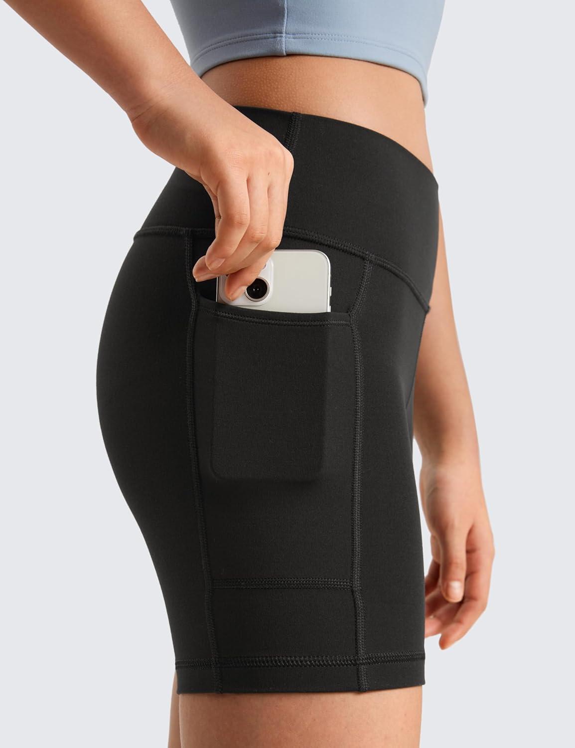 imageCRZ YOGA Girls Butterluxe Athletic Biker Shorts with Pockets Dance Yoga Casual High Waist Kids Teen SummerBlack