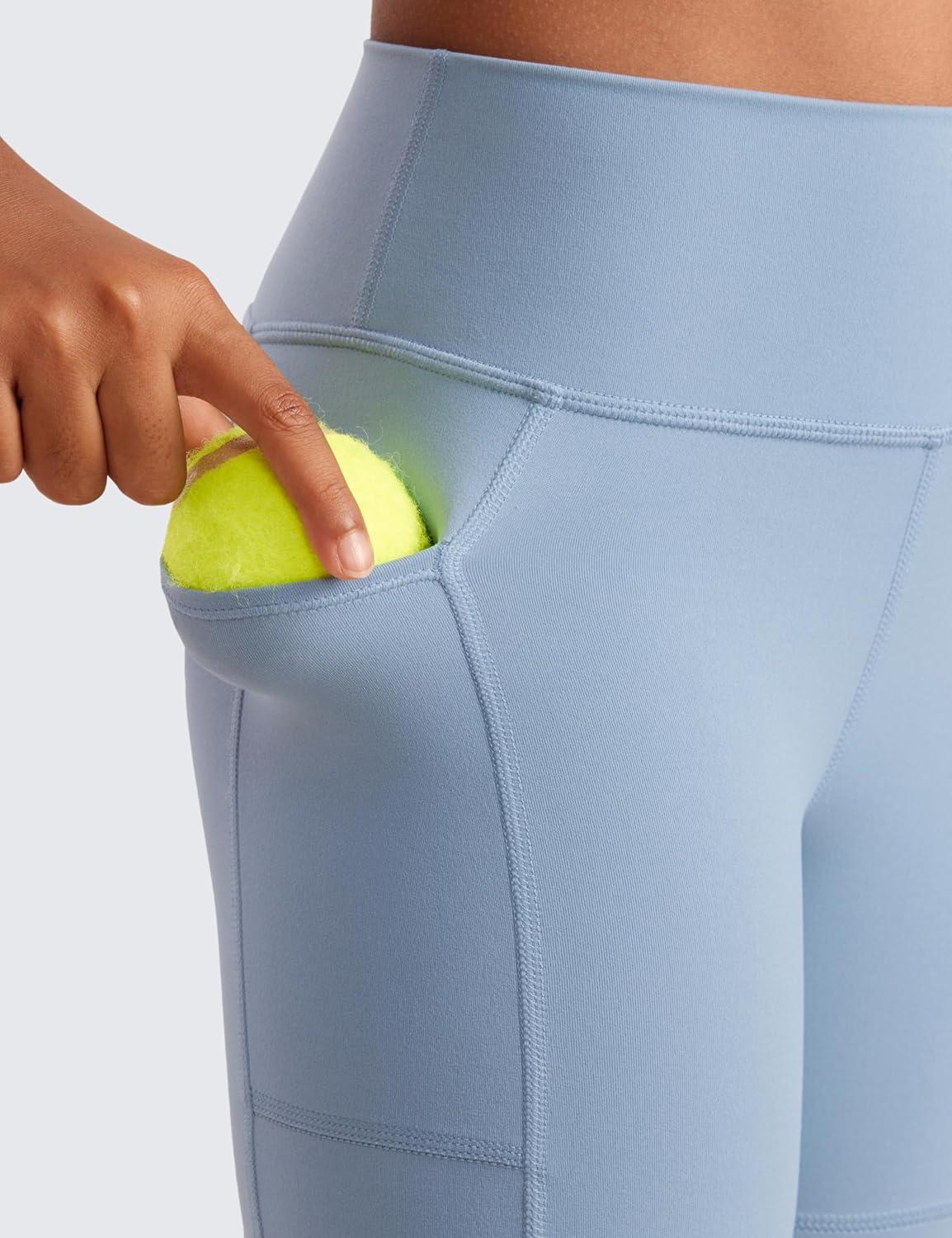 imageCRZ YOGA Girls Butterluxe Athletic Biker Shorts with Pockets Dance Yoga Casual High Waist Kids Teen SummerCambric Blue