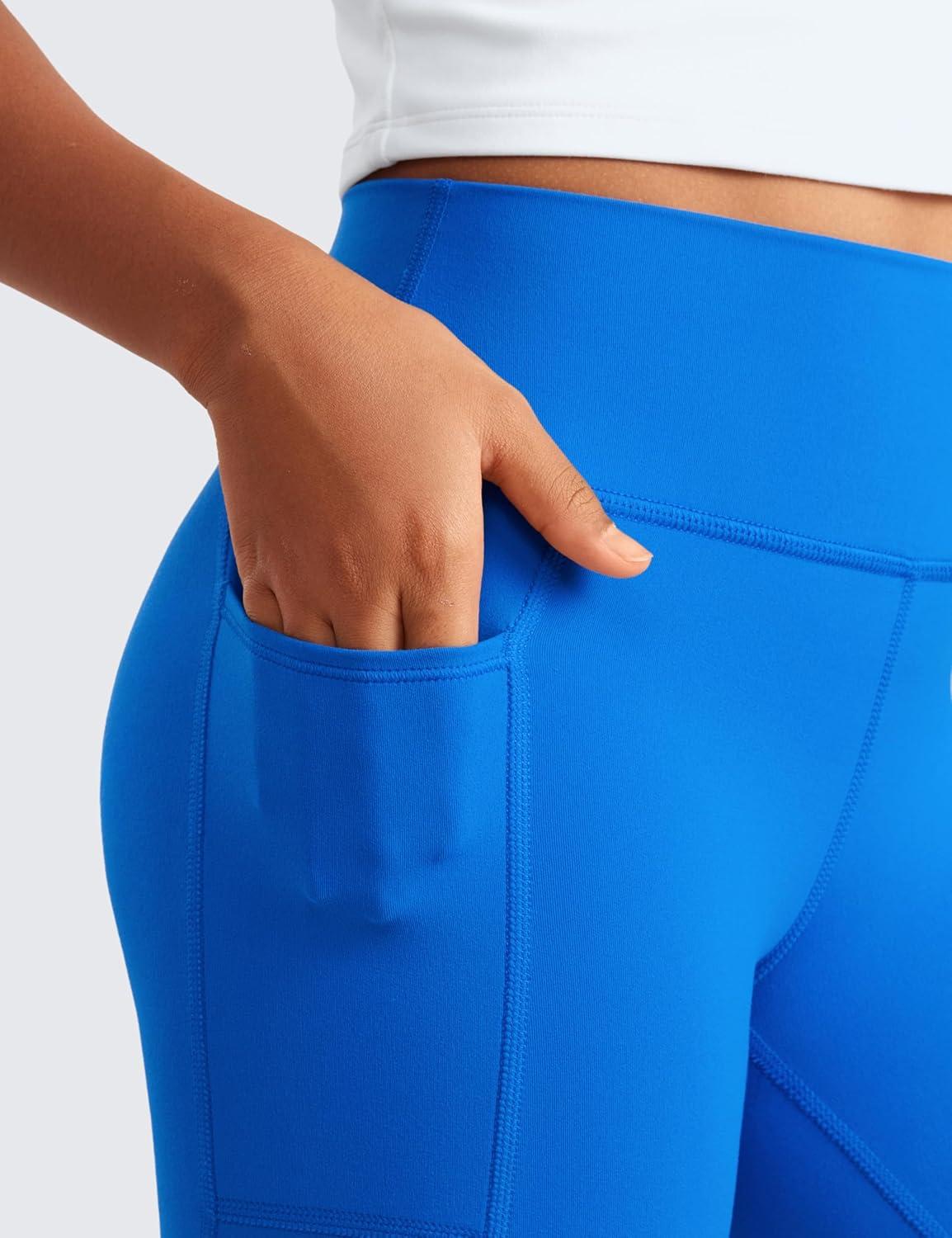 imageCRZ YOGA Girls Butterluxe Athletic Biker Shorts with Pockets Dance Yoga Casual High Waist Kids Teen SummerSparkle Blue