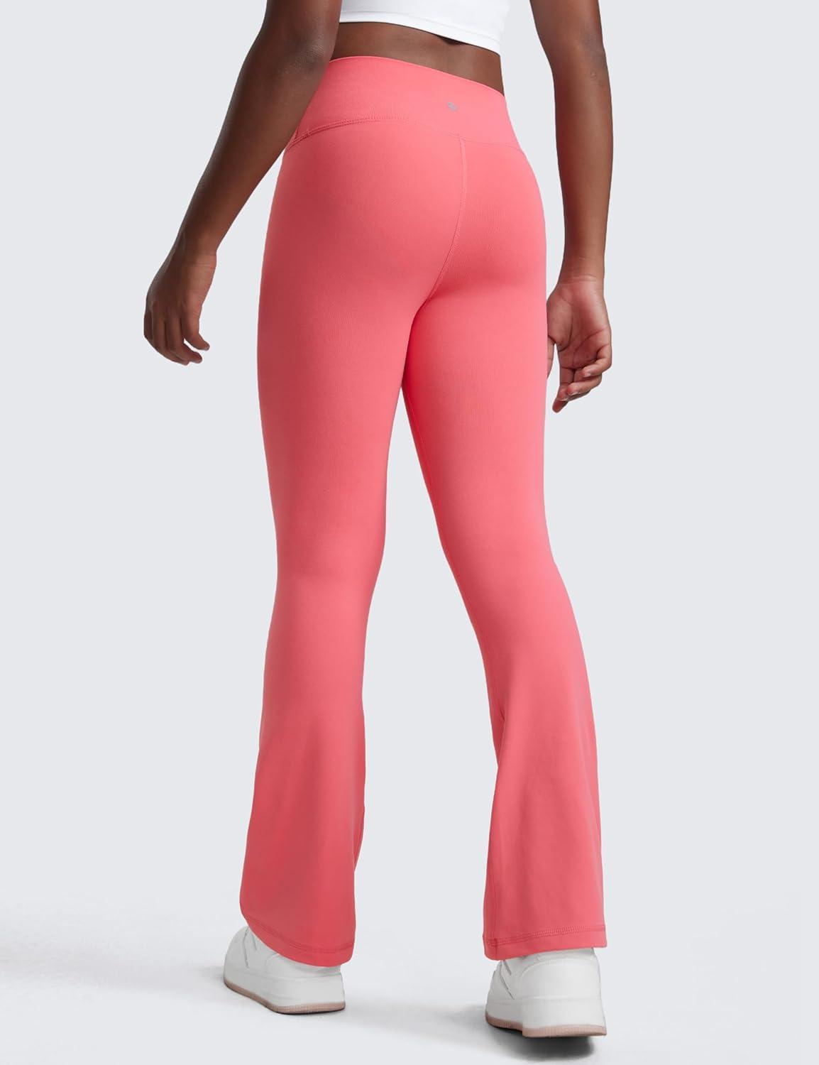 imageCRZ YOGA Girls Butterluxe Crossover Waist Yoga Flare Leggings Dance Casual Athletic Pants Bell Bottoms Kids TeenRaspberry Sorbet