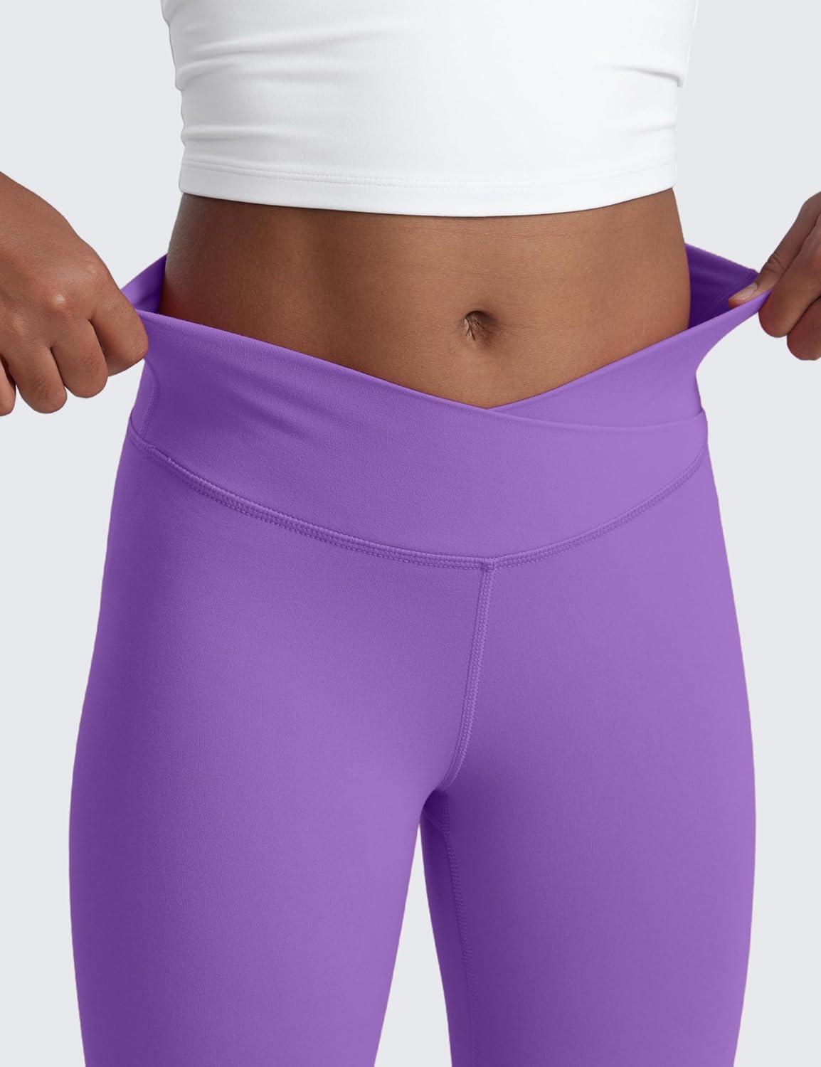 imageCRZ YOGA Girls Butterluxe Crossover Waist Yoga Flare Leggings Dance Casual Athletic Pants Bell Bottoms Kids TeenRoyal Lilac