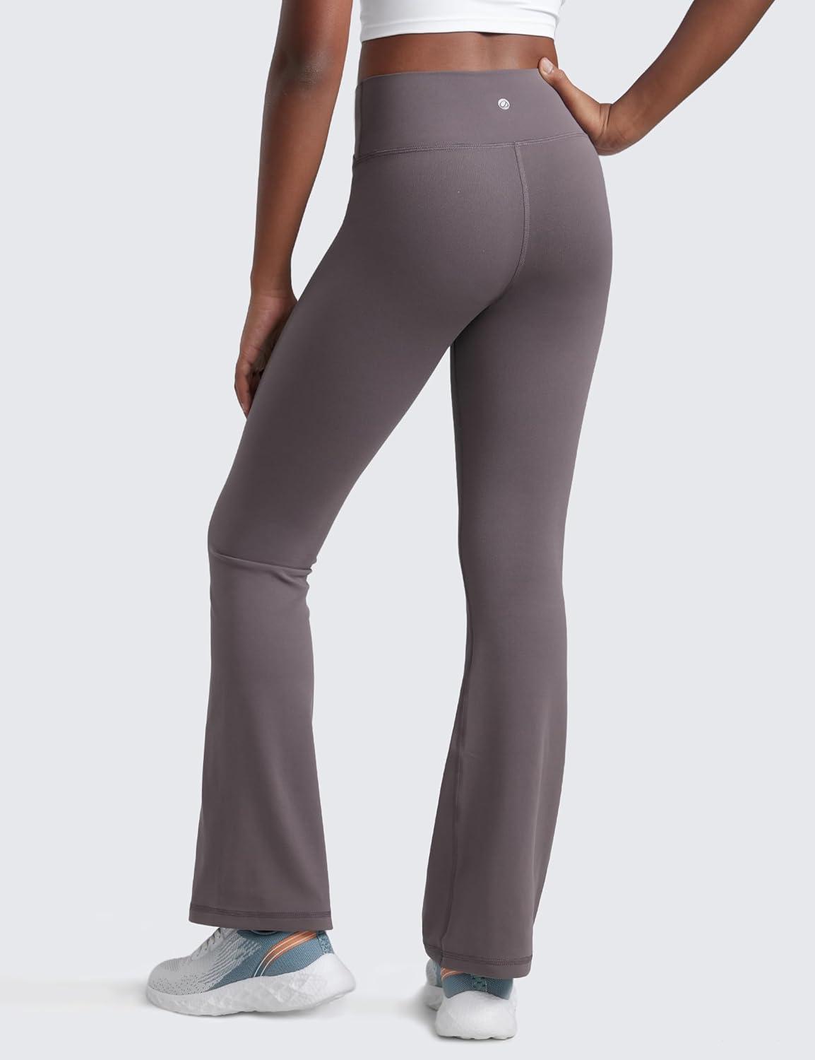 imageCRZ YOGA Girls Butterluxe Crossover Waist Yoga Flare Leggings Dance Casual Athletic Pants Bell Bottoms Kids TeenTornado Grey