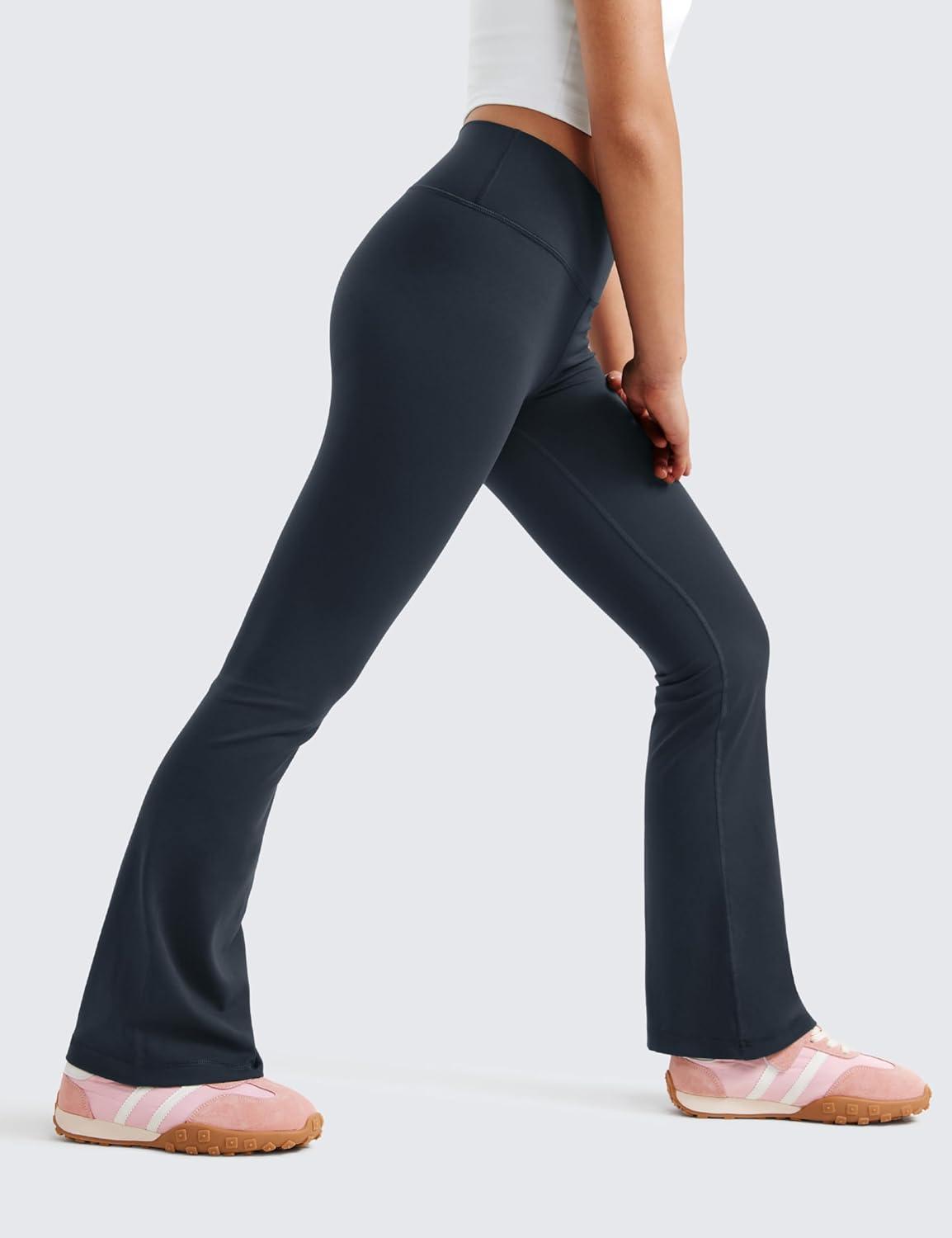 imageCRZ YOGA Girls Butterluxe Crossover Waist Yoga Flare Leggings Dance Casual Athletic Pants Bell Bottoms Kids TeenTrue Navy