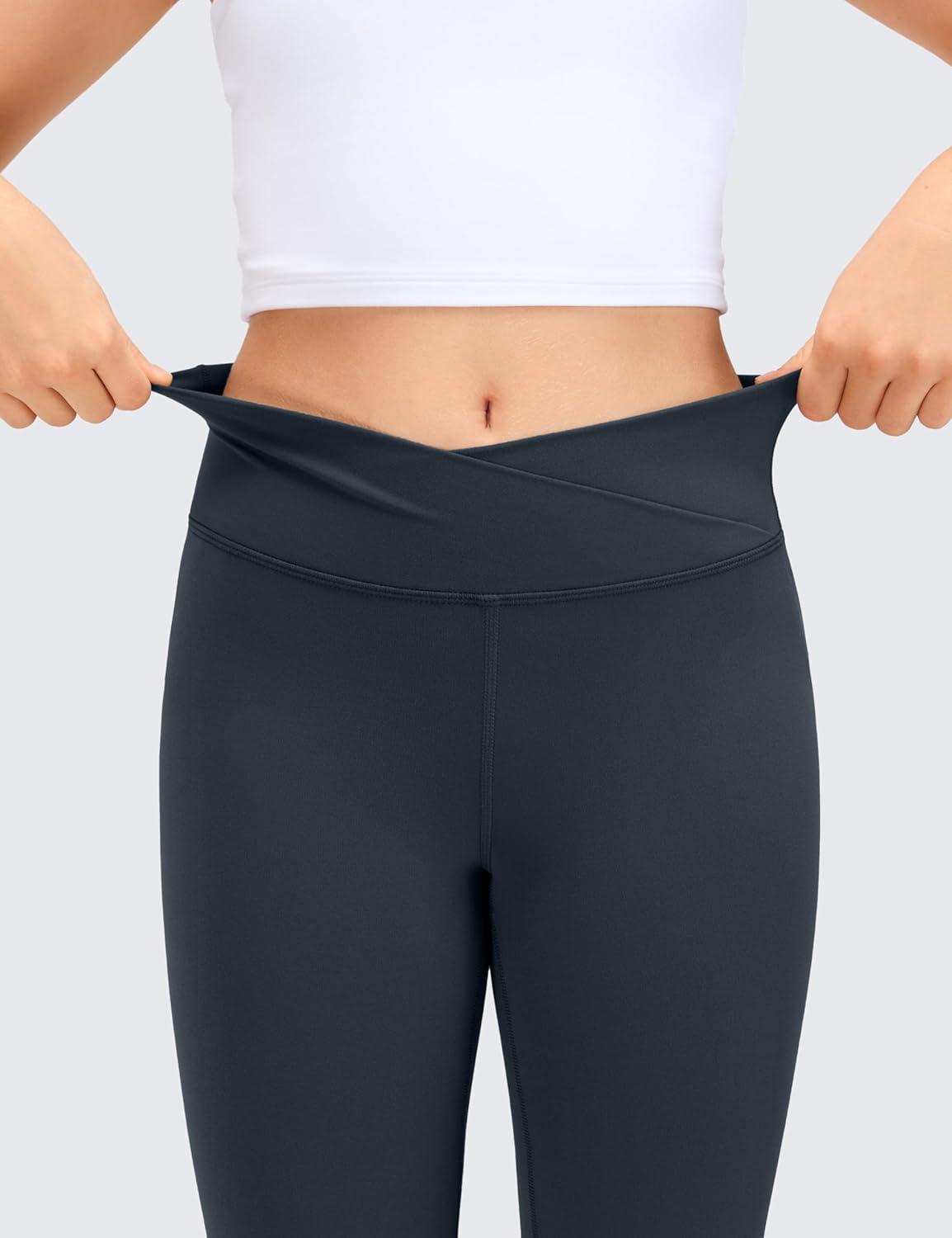 imageCRZ YOGA Girls Butterluxe Crossover Waist Yoga Flare Leggings Dance Casual Athletic Pants Bell Bottoms Kids TeenTrue Navy