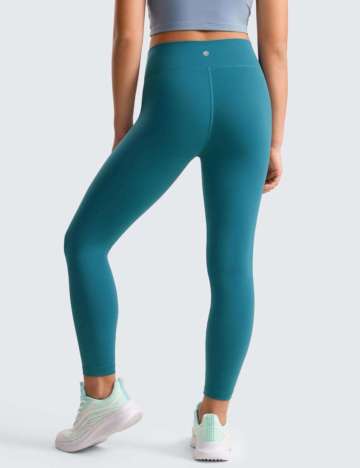 imageCRZ YOGA Girls Butterluxe Crossover Waist Yoga Leggings Athletic Sports Casual Pants V Cross Tights Kids TeenBorealis Green