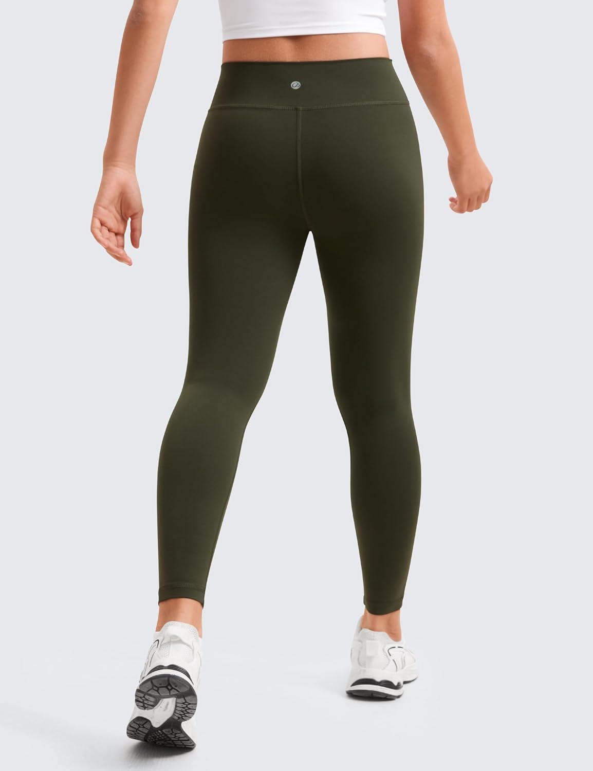 imageCRZ YOGA Girls Butterluxe Crossover Waist Yoga Leggings Athletic Sports Casual Pants V Cross Tights Kids TeenOlive Green
