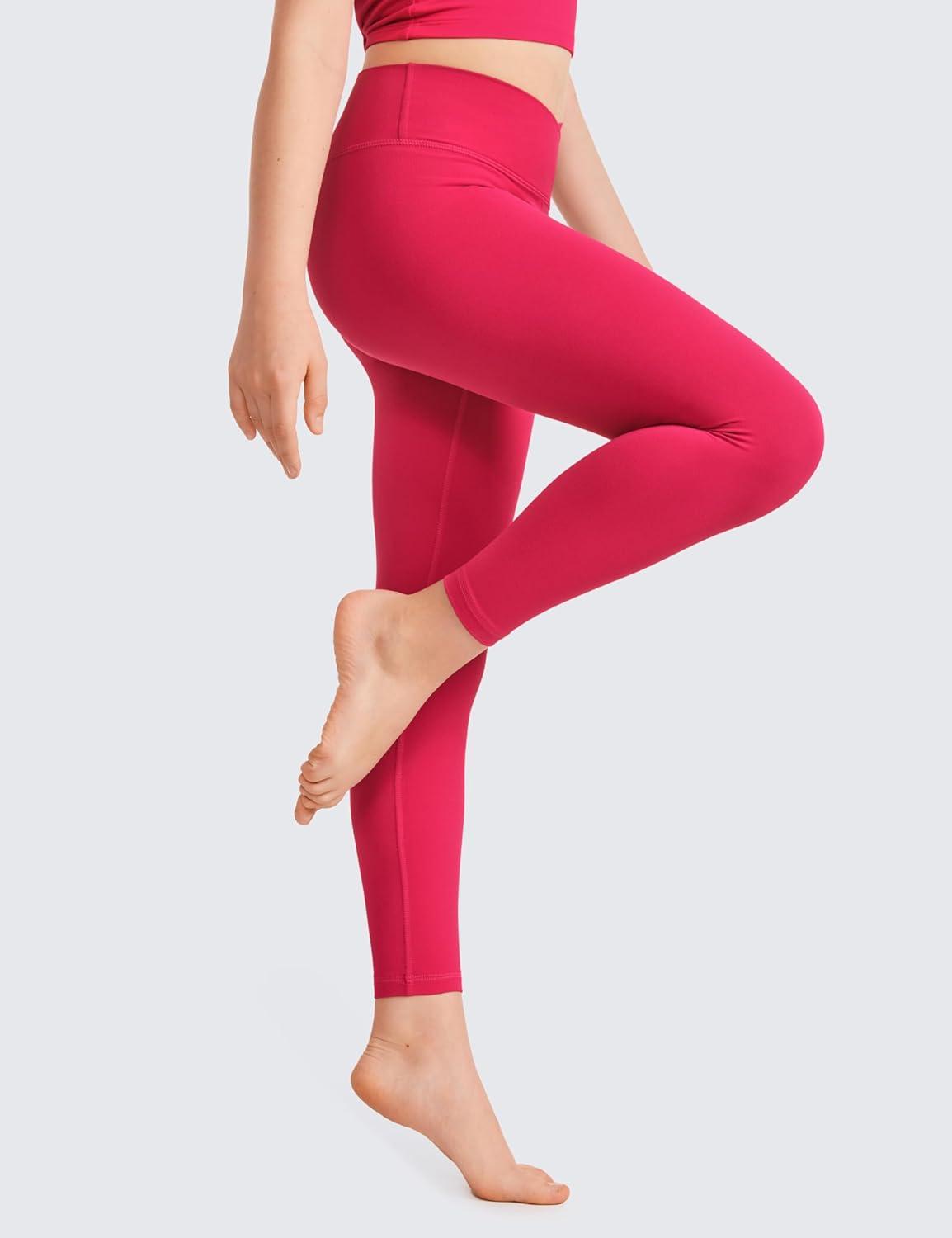 imageCRZ YOGA Girls Butterluxe Crossover Waist Yoga Leggings Athletic Sports Casual Pants V Cross Tights Kids TeenViva Magenta