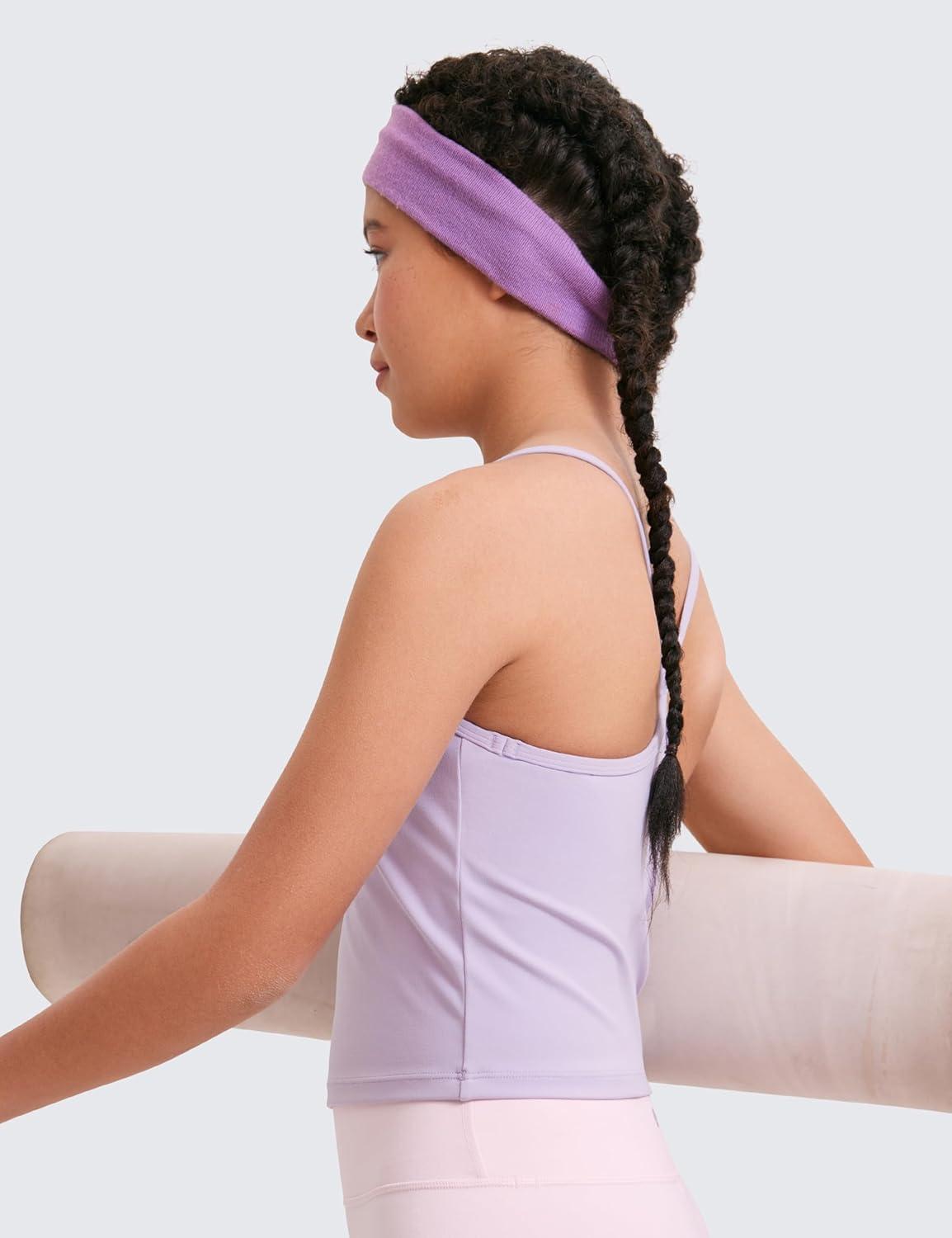 imageCRZ YOGA Girls Butterluxe Double Lined Camisole Tank Tops Crop Dance Yoga Athletic Casual Spaghetti Y Back Kids TeenLilac Air