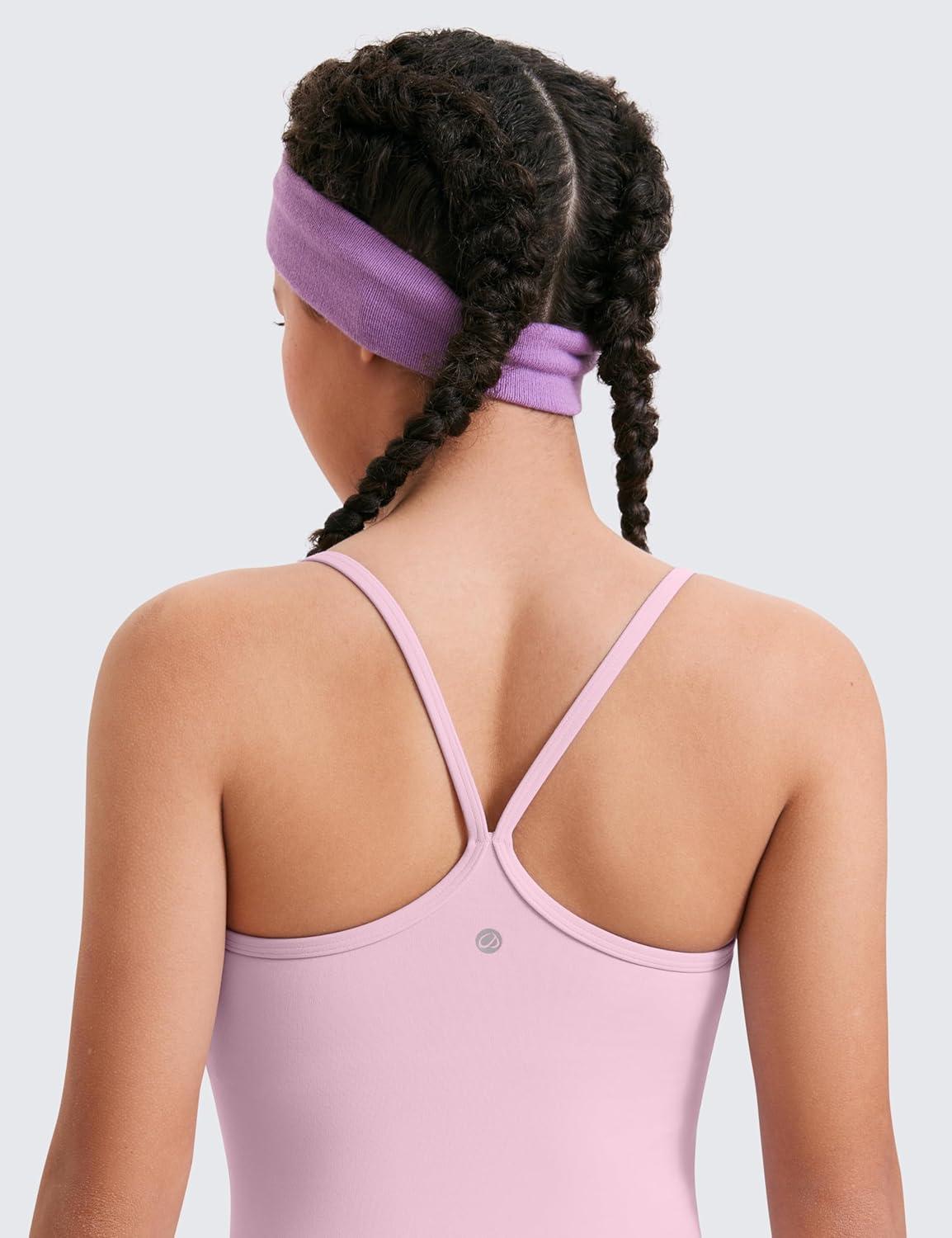 imageCRZ YOGA Girls Butterluxe Double Lined Camisole Tank Tops Crop Dance Yoga Athletic Casual Spaghetti Y Back Kids TeenMilk Pink