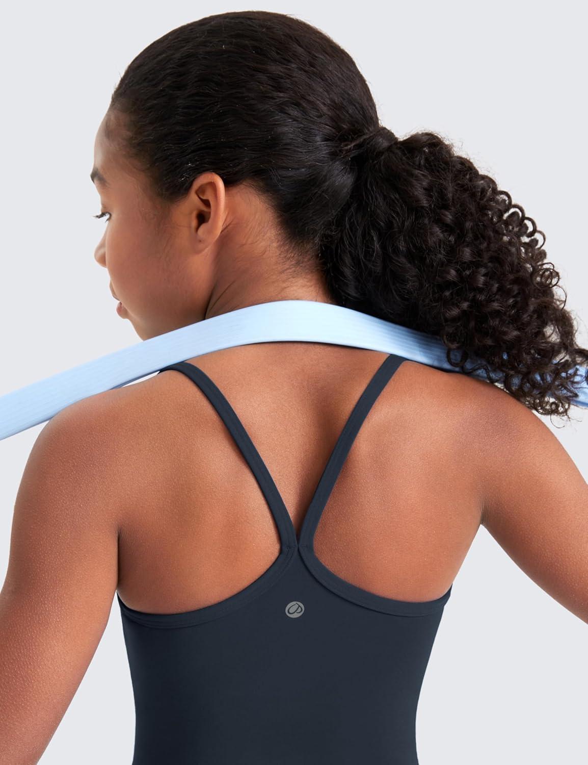 imageCRZ YOGA Girls Butterluxe Double Lined Camisole Tank Tops Crop Dance Yoga Athletic Casual Spaghetti Y Back Kids TeenTwilight Blue