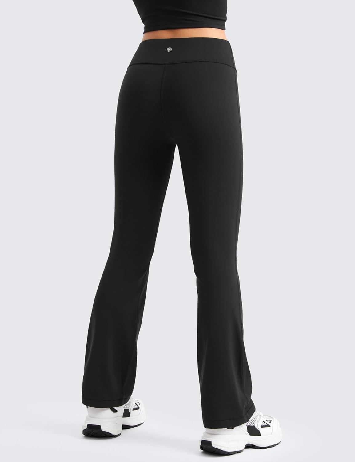 imageCRZ YOGA Girls Butterluxe High Waist Yoga Flare Leggings Dance Casual Athletic Pants Bell Bottoms Bootcut Kids TeenBlack