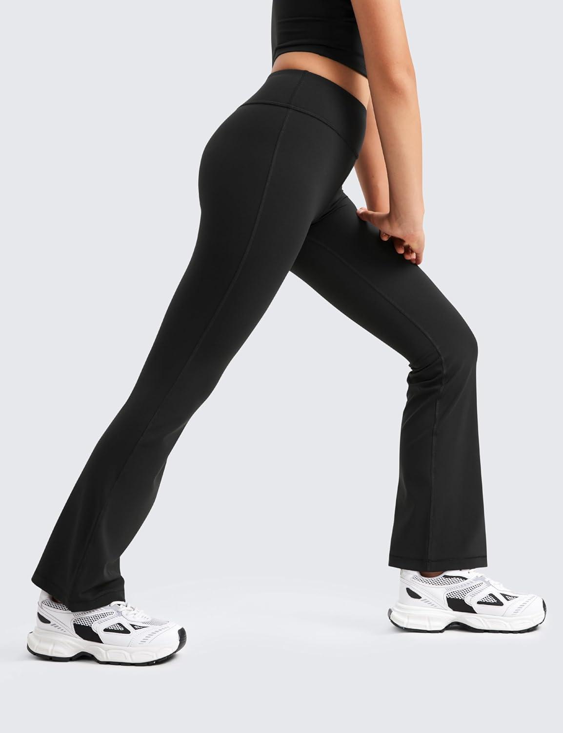 imageCRZ YOGA Girls Butterluxe High Waist Yoga Flare Leggings Dance Casual Athletic Pants Bell Bottoms Bootcut Kids TeenBlack