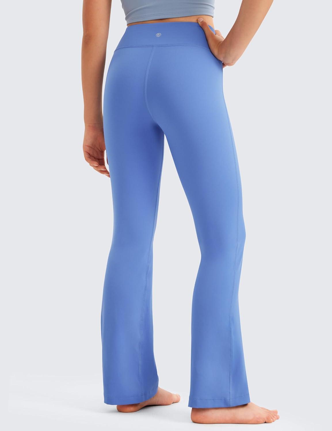 imageCRZ YOGA Girls Butterluxe High Waist Yoga Flare Leggings Dance Casual Athletic Pants Bell Bottoms Bootcut Kids TeenWild Indigo
