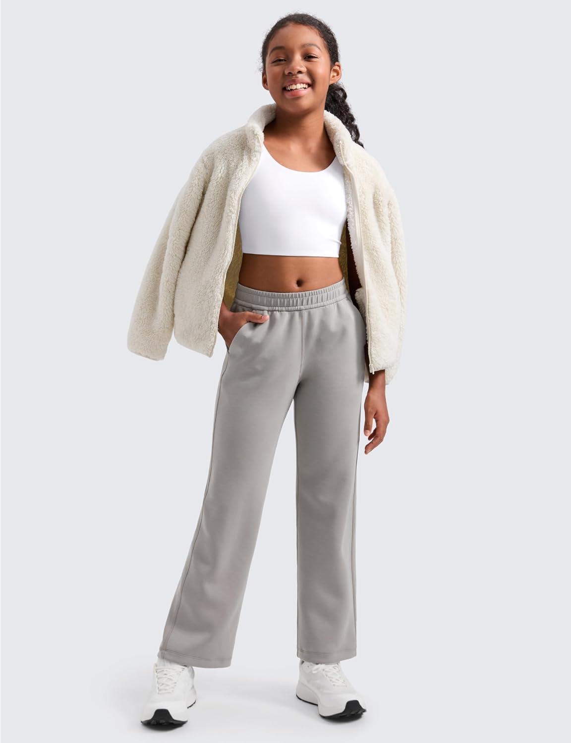 imageCRZ YOGA Girls Butterluxe Longline Sports Bra Yoga Athletic Casual Tops Scoop Neck U Back Padded Kids TeenWhite