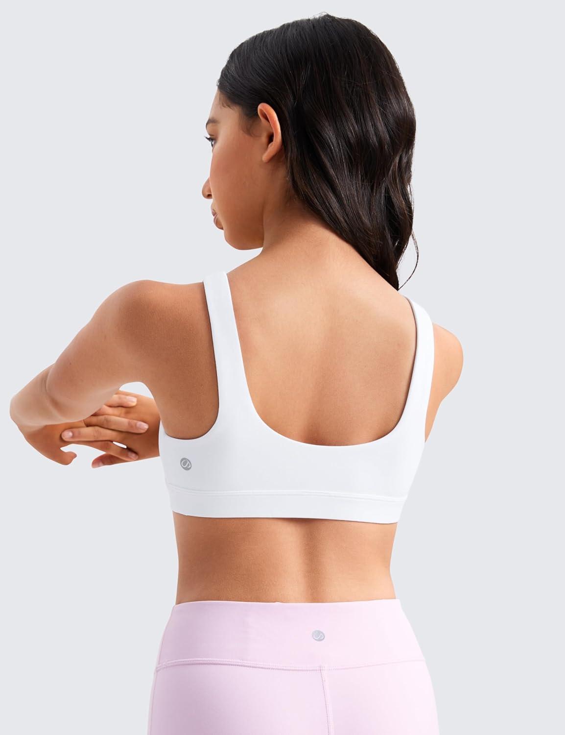 imageCRZ YOGA Girls Butterluxe U Back Sports Bra Yoga Athletic Casual Tops Scoop Neck Padded Crop Kids TeenWhite