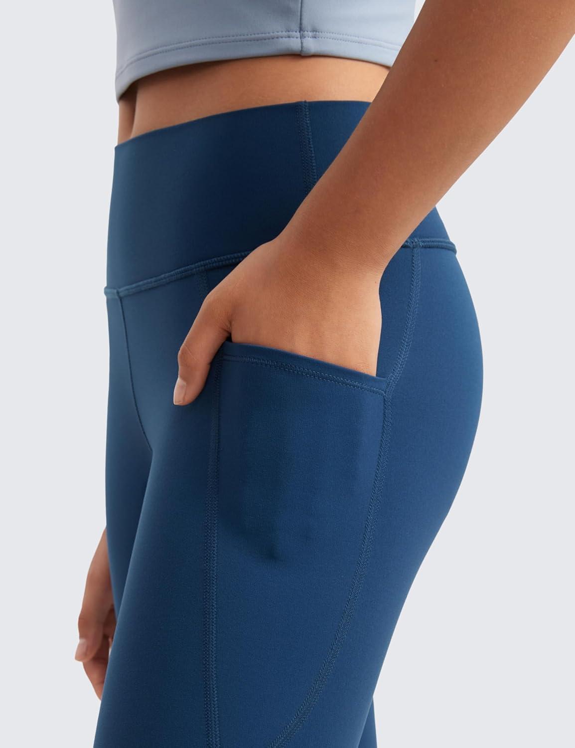 imageCRZ YOGA Girls Butterluxe Yoga Capri Leggings with Pockets Athletic Sports Casual Pants High Waist Tights Kids TeenFrench Navy