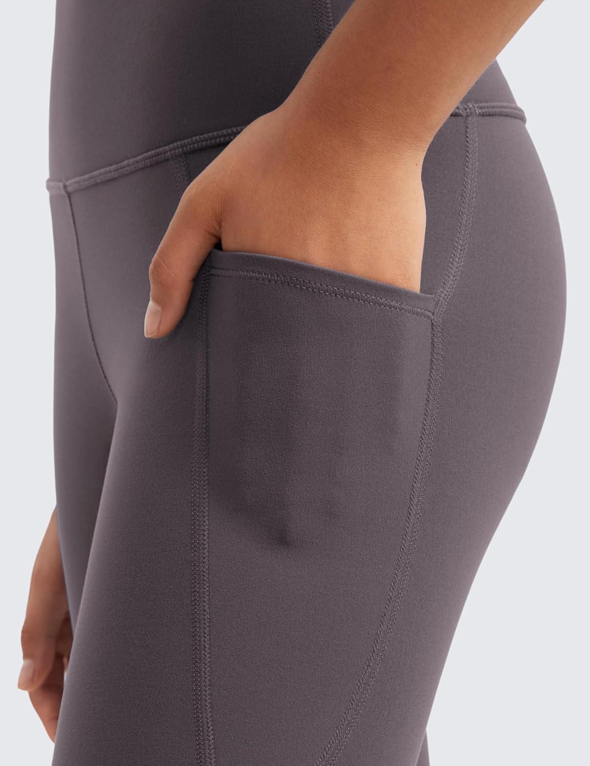 imageCRZ YOGA Girls Butterluxe Yoga Capri Leggings with Pockets Athletic Sports Casual Pants High Waist Tights Kids TeenTornado Grey