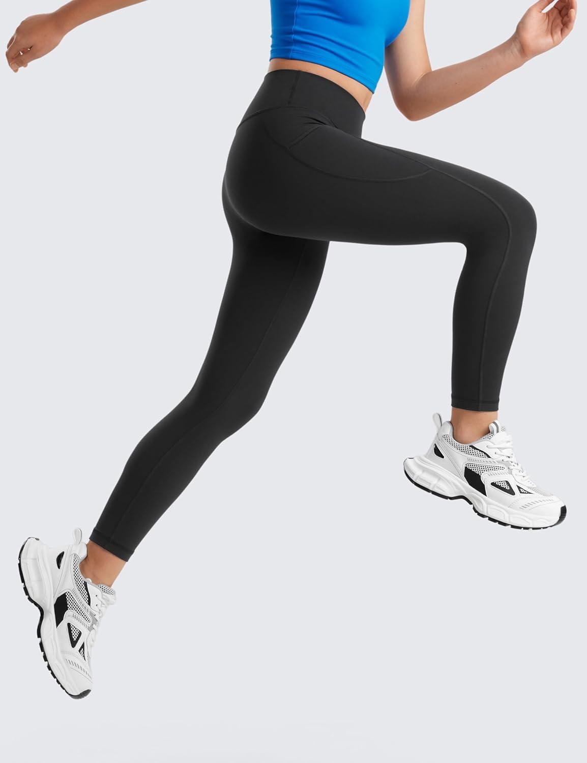 imageCRZ YOGA Girls Butterluxe Yoga Leggings with Pockets Athletic Sports Casual Pants High Waist Tights Kids TeenBlack