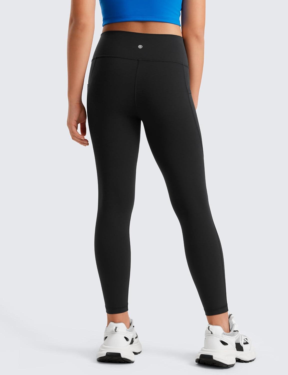 imageCRZ YOGA Girls Butterluxe Yoga Leggings with Pockets Athletic Sports Casual Pants High Waist Tights Kids TeenBlack