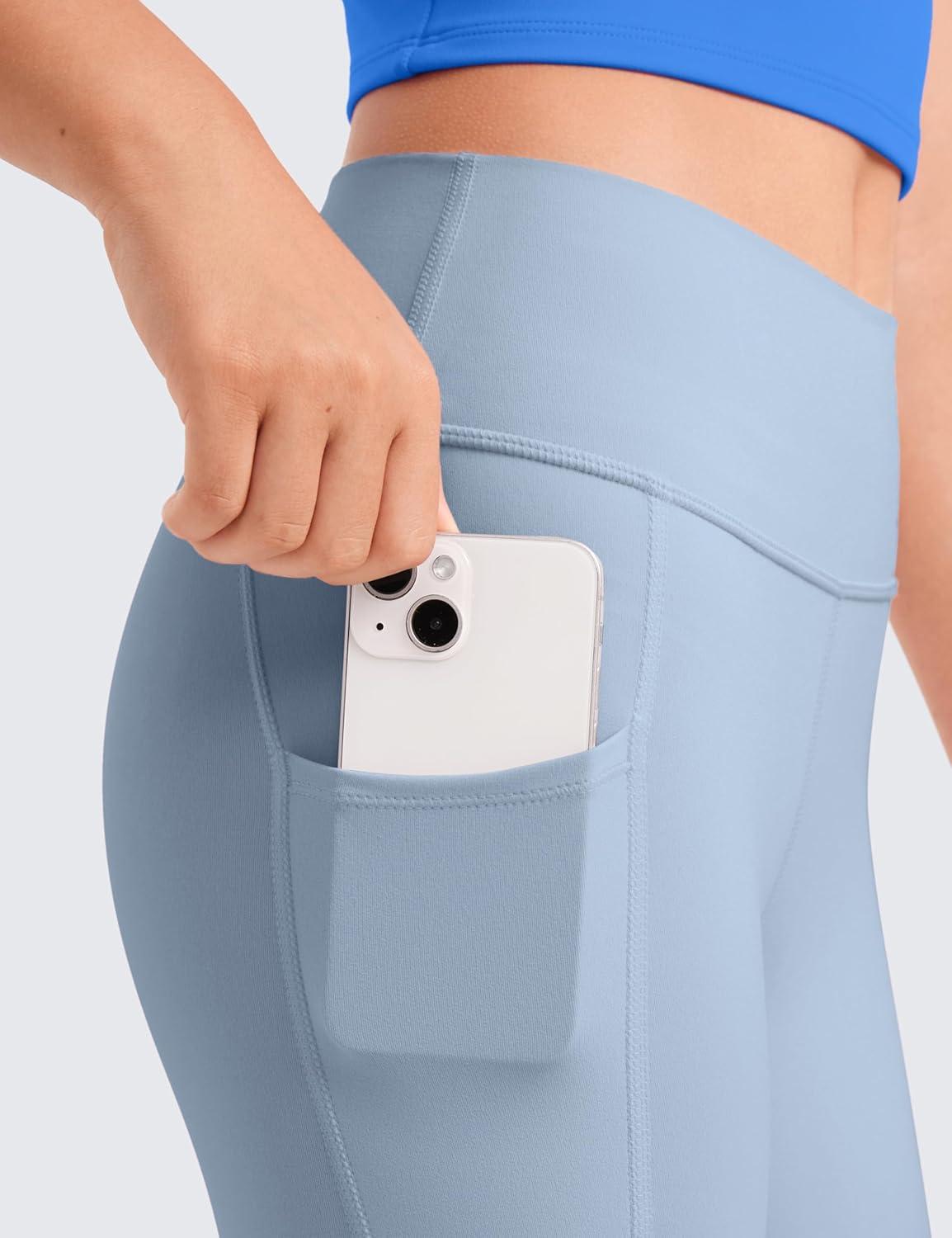 imageCRZ YOGA Girls Butterluxe Yoga Leggings with Pockets Athletic Sports Casual Pants High Waist Tights Kids TeenCambric Blue