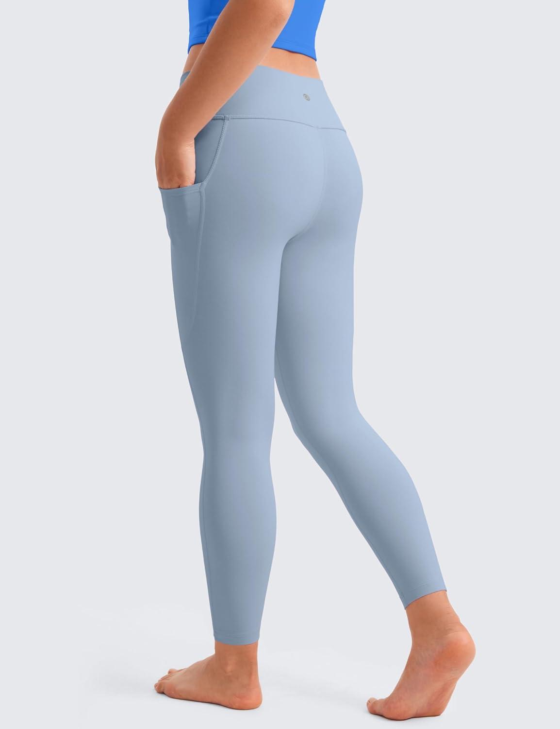 imageCRZ YOGA Girls Butterluxe Yoga Leggings with Pockets Athletic Sports Casual Pants High Waist Tights Kids TeenCambric Blue