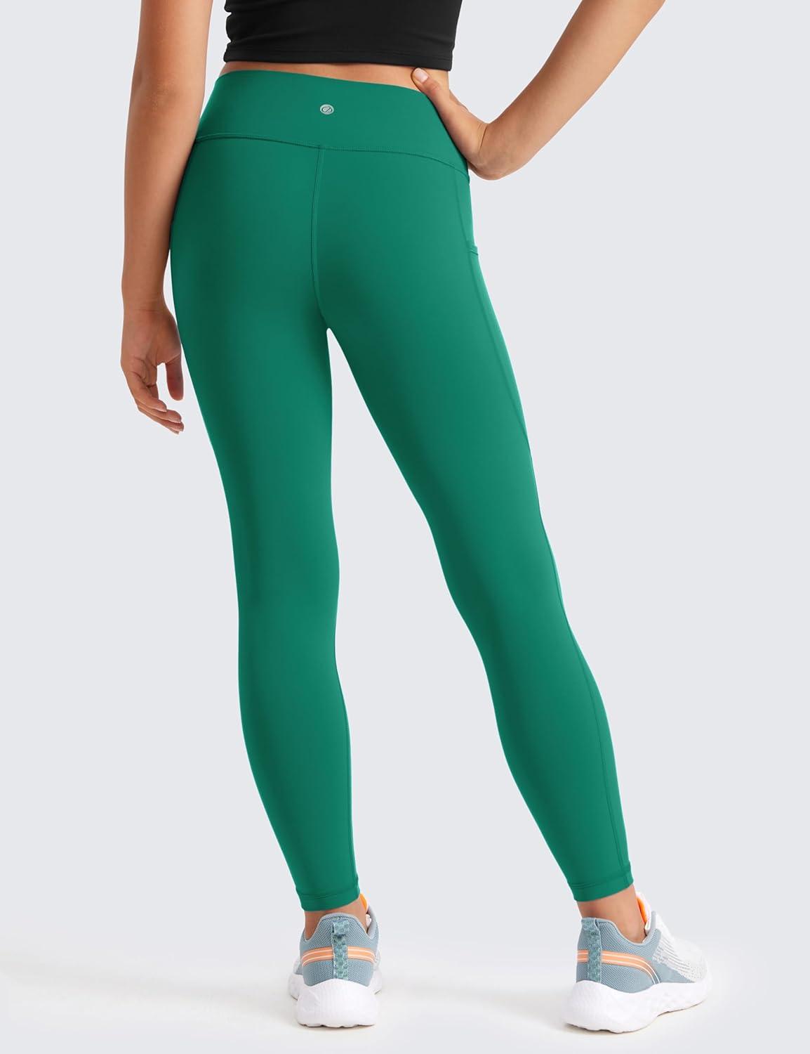 imageCRZ YOGA Girls Butterluxe Yoga Leggings with Pockets Athletic Sports Casual Pants High Waist Tights Kids TeenCascadia Green