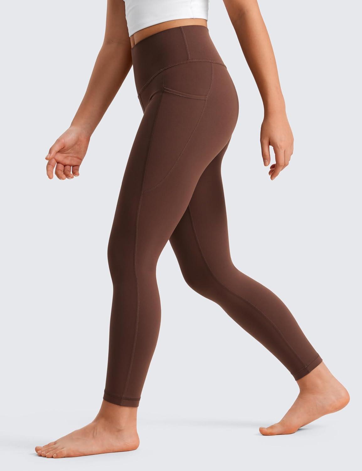 imageCRZ YOGA Girls Butterluxe Yoga Leggings with Pockets Athletic Sports Casual Pants High Waist Tights Kids TeenCoffee Brown